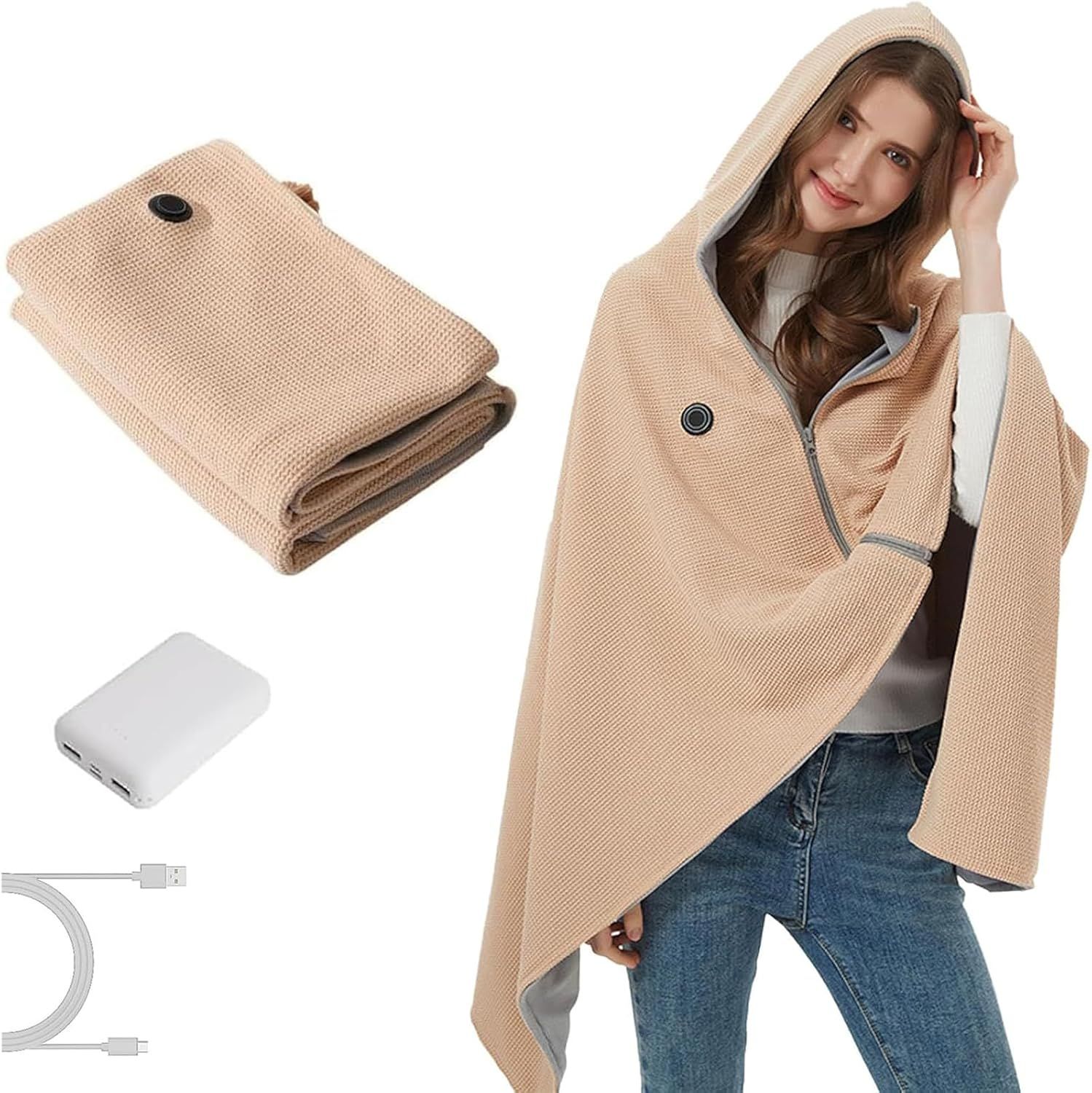 USB Power Supply Electric Heated Blanket Shawl Portable Wearable Heated Throw 3 Heat Levels Machine Washable Cozy 62x32 Inches USB Power Supply Electric Heated Blanket Shawl Portable Wearable Heated Throw 3 Heat Levels Machine Washable Cozy 62x32 Inches