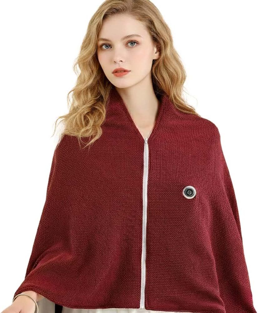 USB Power Supply Electric Heated Blanket Shawl Portable Wearable Heated Throw 3 Heat Levels Machine Washable Cozy 62x32 Inches