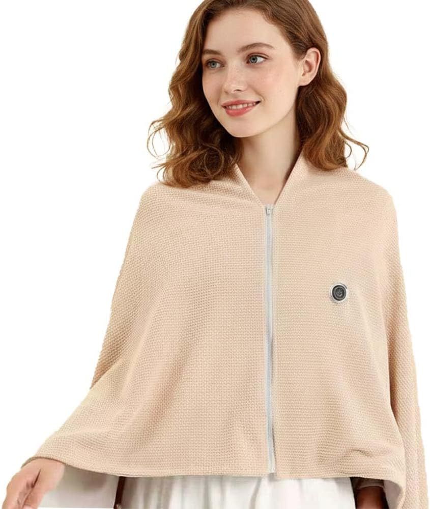 USB Power Supply Electric Heated Blanket Shawl Portable Wearable Heated Throw 3 Heat Levels Machine Washable Cozy 62x32 Inches