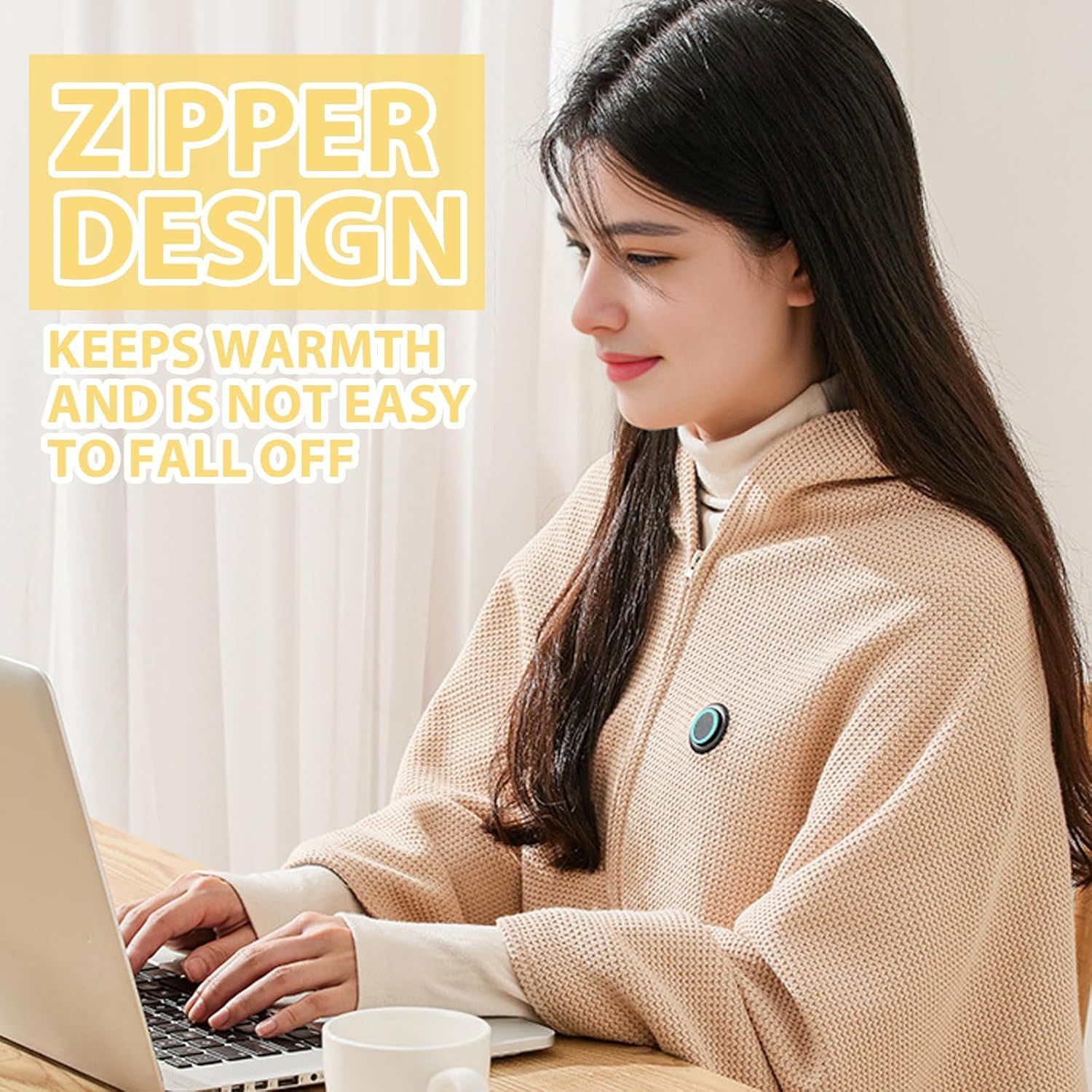 USB Power Supply Electric Heated Blanket Shawl Portable Wearable Heated Throw 3 Heat Levels Machine Washable Cozy 62x32 Inches