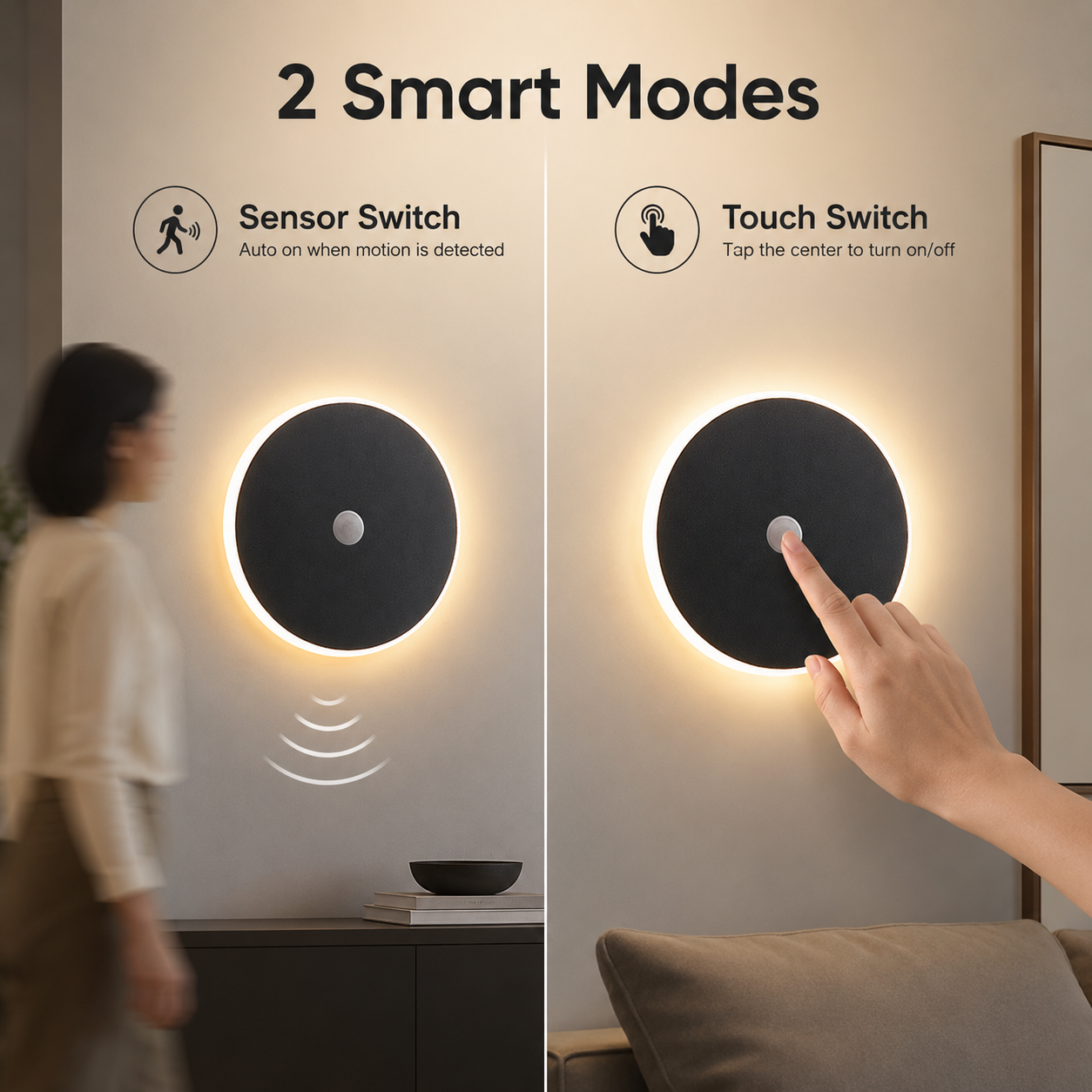 Magnetic Round Wall Lamp 13cm Black