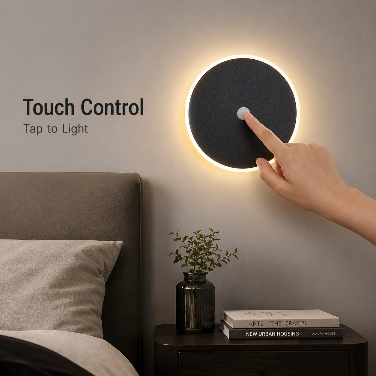 Magnetic Round Wall Lamp 20cm Black