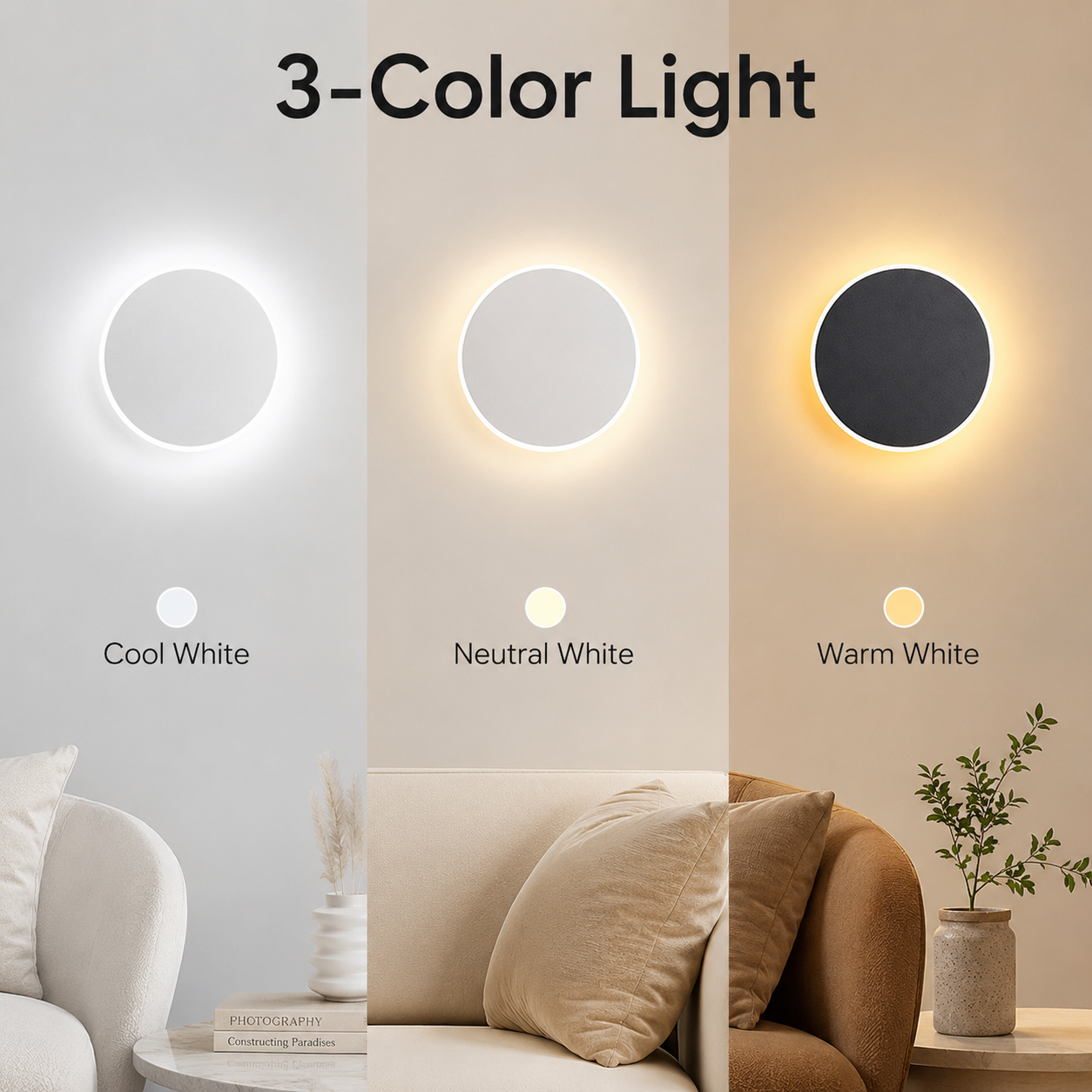 Magnetic Round Wall Lamp 30cm Black