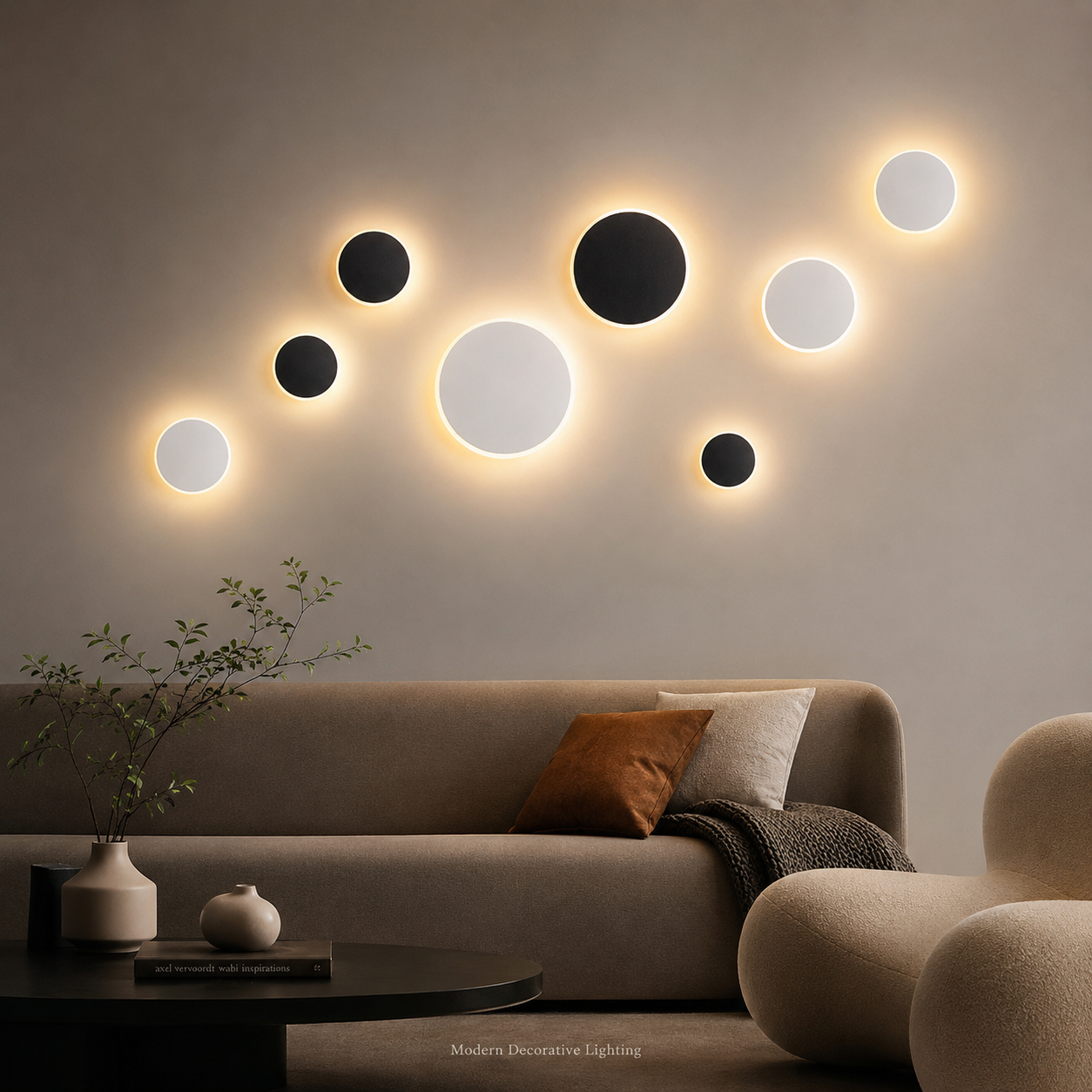 Magnetic Round Wall Lamp 30cm Black