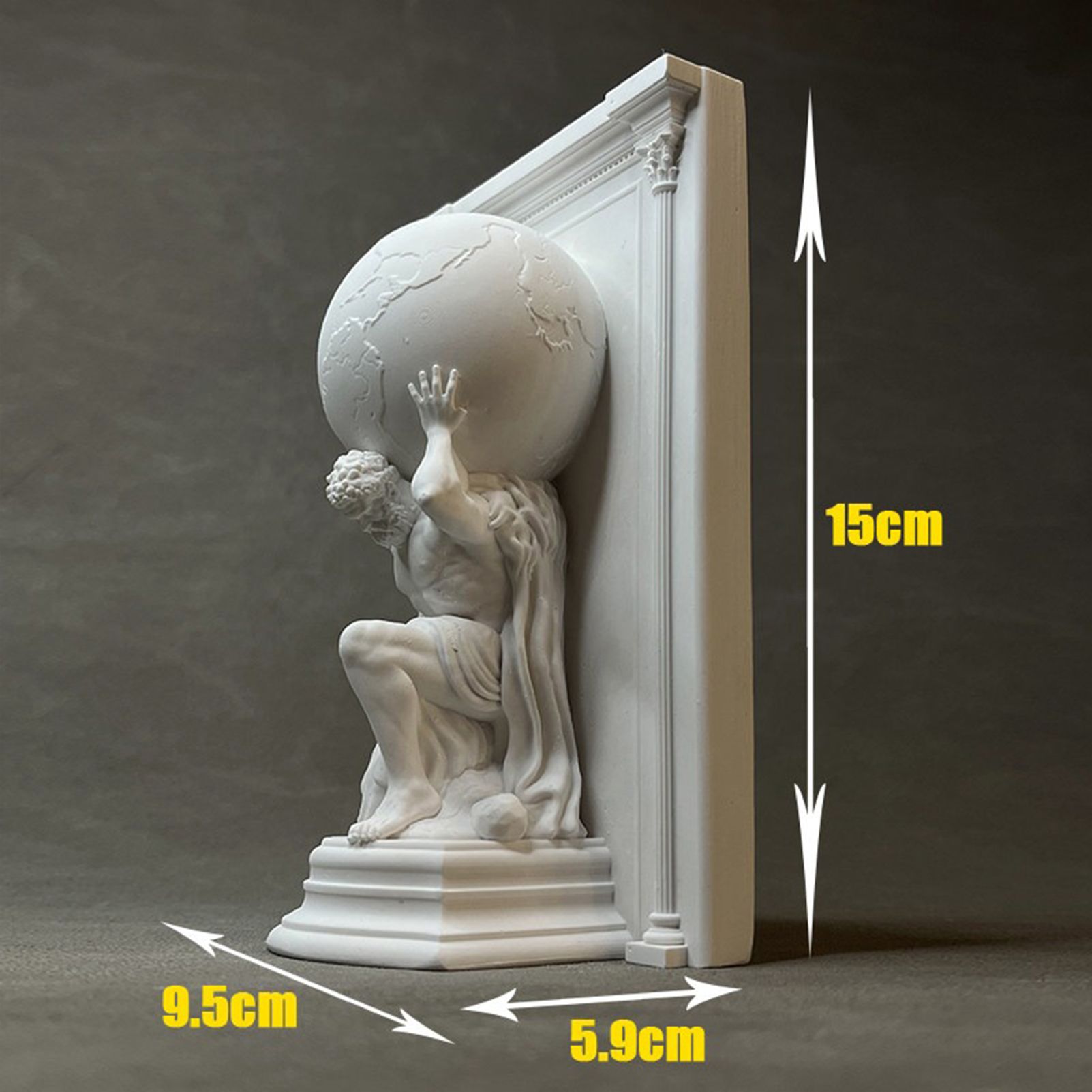 Vintage Atlas Holding the Earth Plaster Bookend - European Classical Art Desktop Ornament