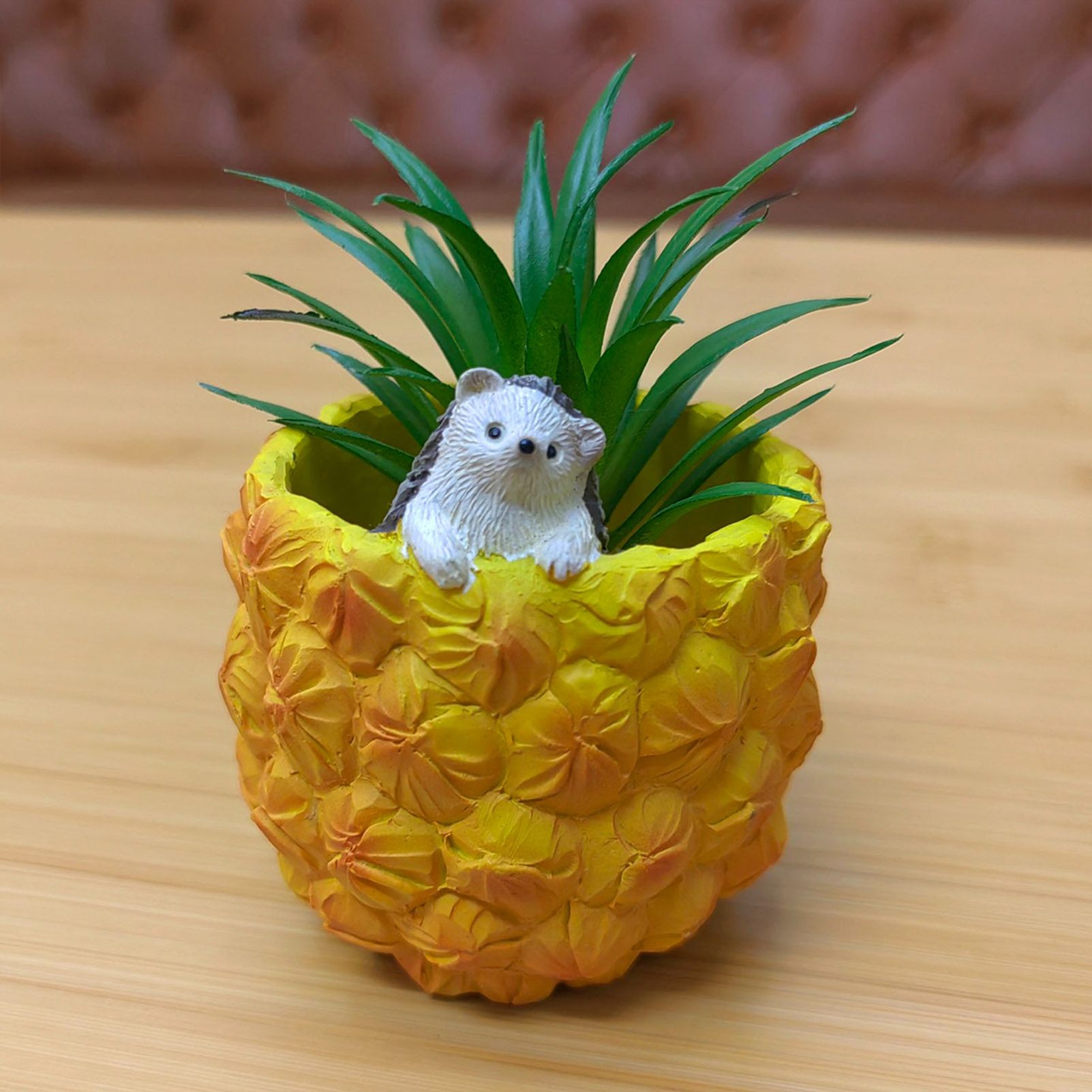 Cute Hedgehog Pineapple Resin Planter - Mini Succulent Pot