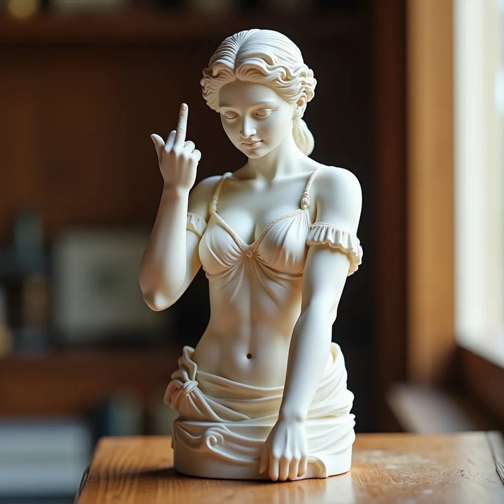 Rebellious Venus Statue Modern Resin Sculpture of Aphrodite Giving the Middle Finger Edgy Home Decor Rebellious Venus Statue Modern Resin Sculpture of Aphrodite Giving the Middle Finger Edgy Home Decor