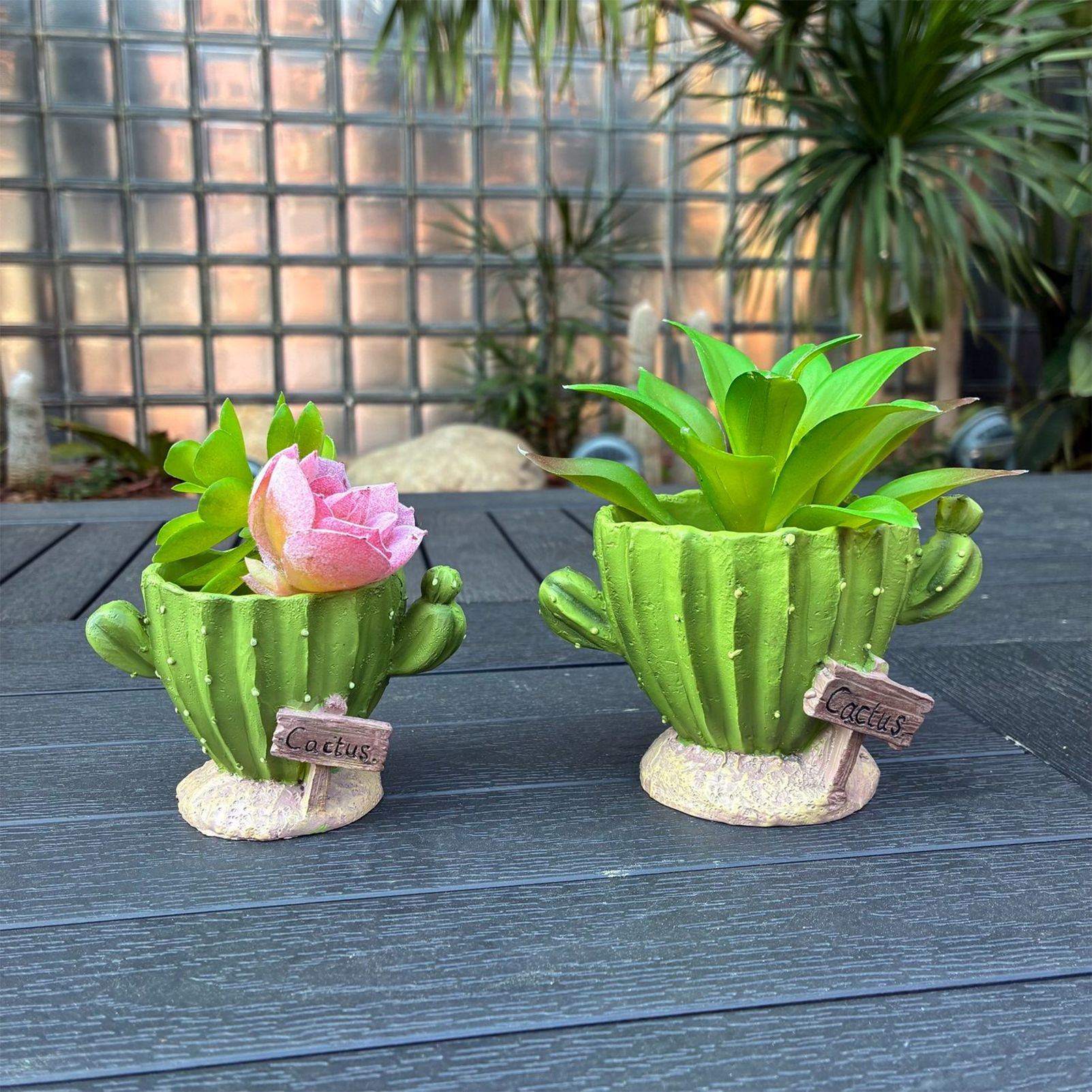 Cactu-Shaped Resin Planter - Mini Multi-Opening Flower Pot for Desktop