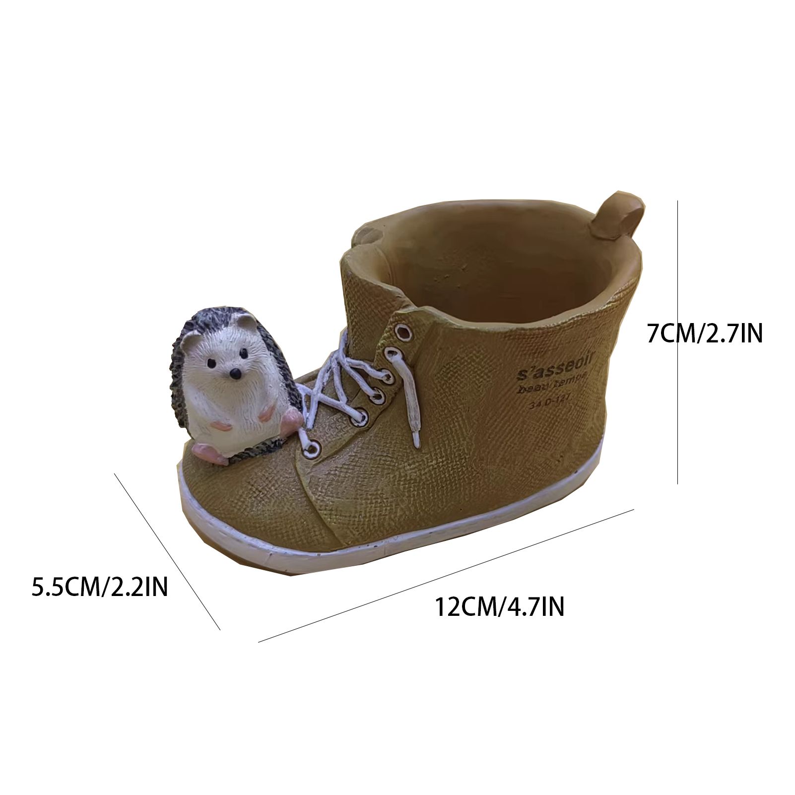Cute Hedgehog with Resin Shoe Flower Pot with Animal Figurine