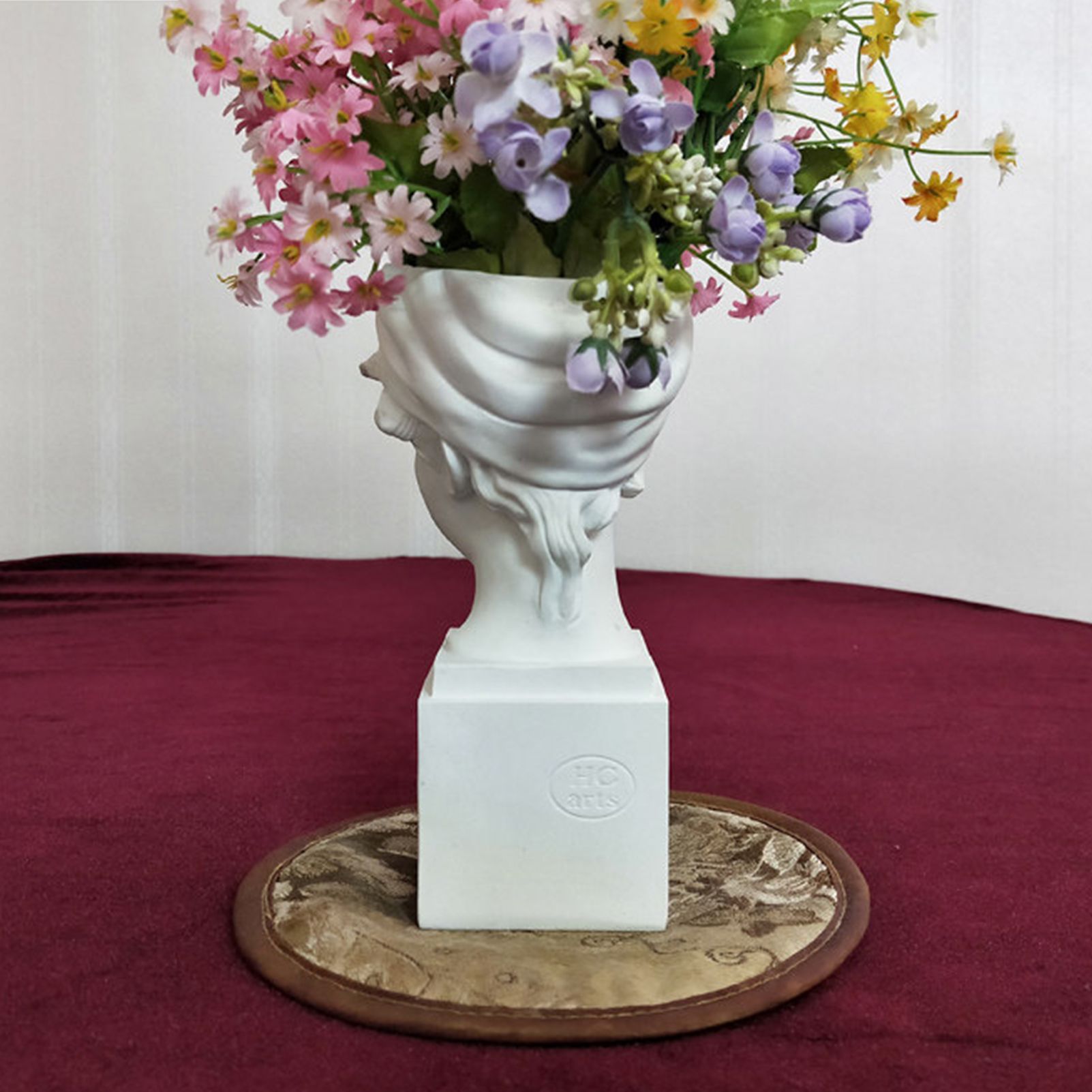 Elegant Girl with a Headscarf Resin Bust Sculpture Flower Vase - Classic European Style Figurine for Home Decor