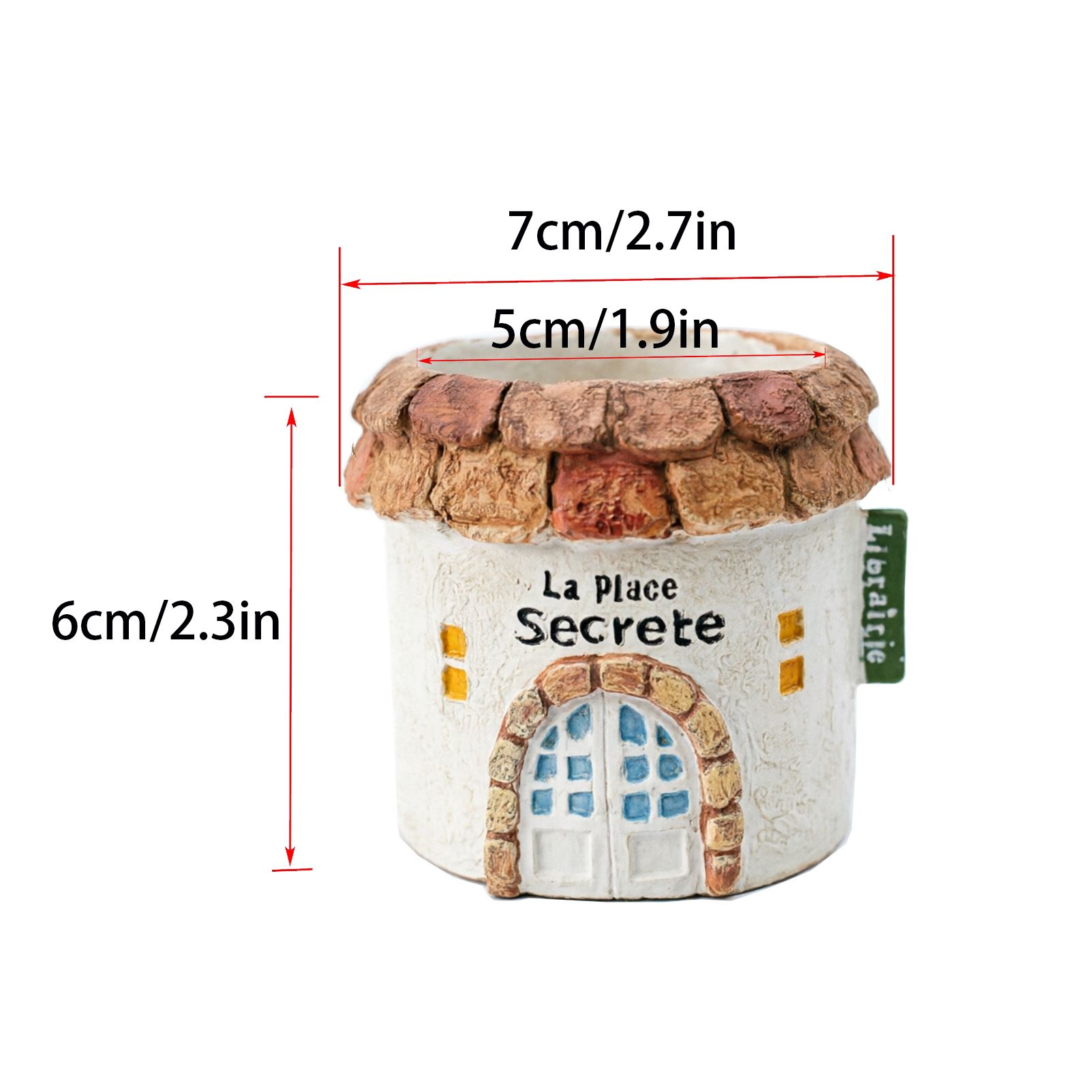 Mini Resin Round Cottage House Planter French Country Style Succulent Pot with Drainage Hole