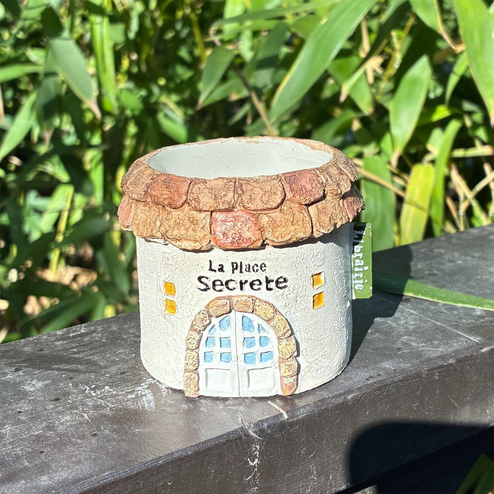 Mini Resin Round Cottage House Planter French Country Style Succulent Pot with Drainage Hole