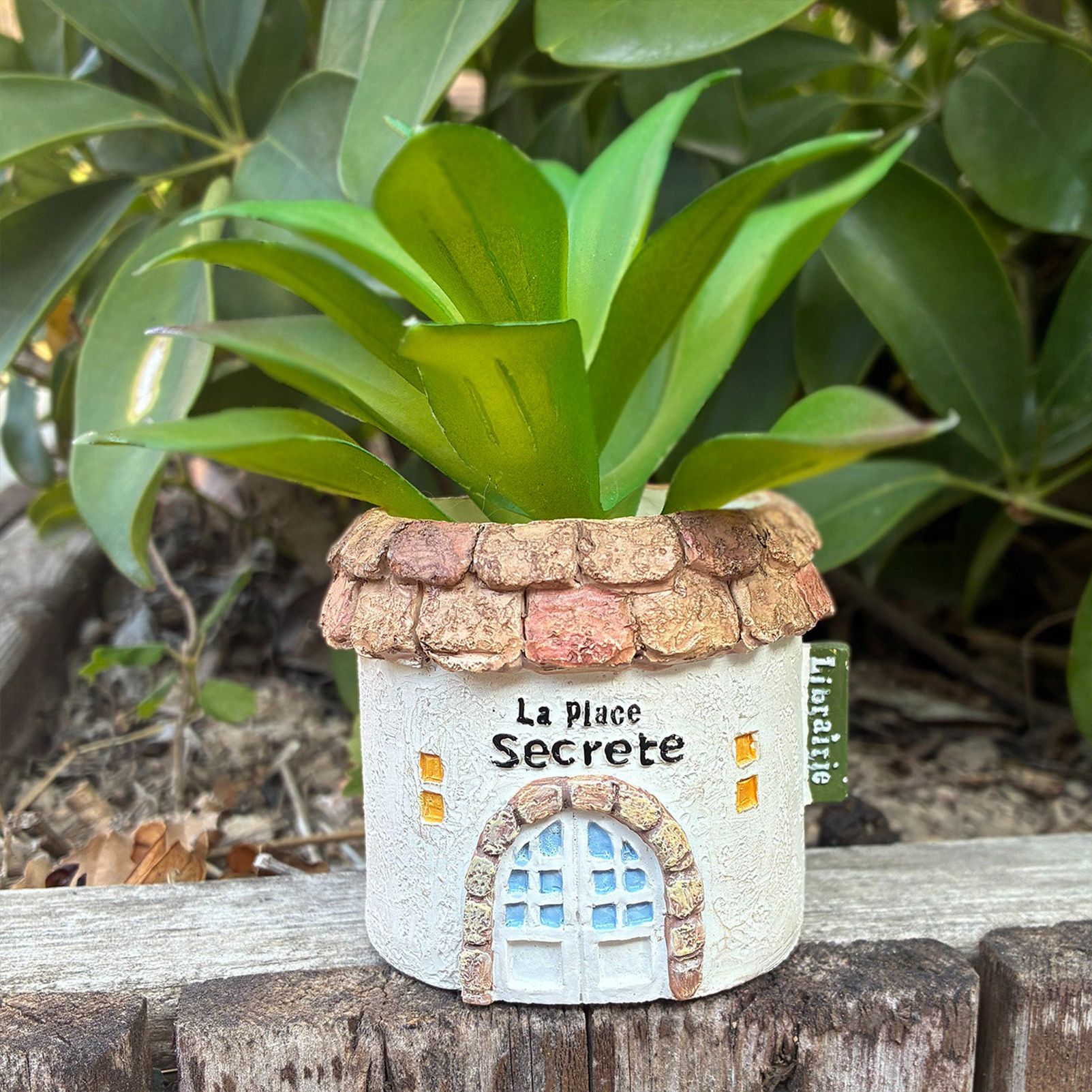 Mini Resin Round Cottage House Planter French Country Style Succulent Pot with Drainage Hole