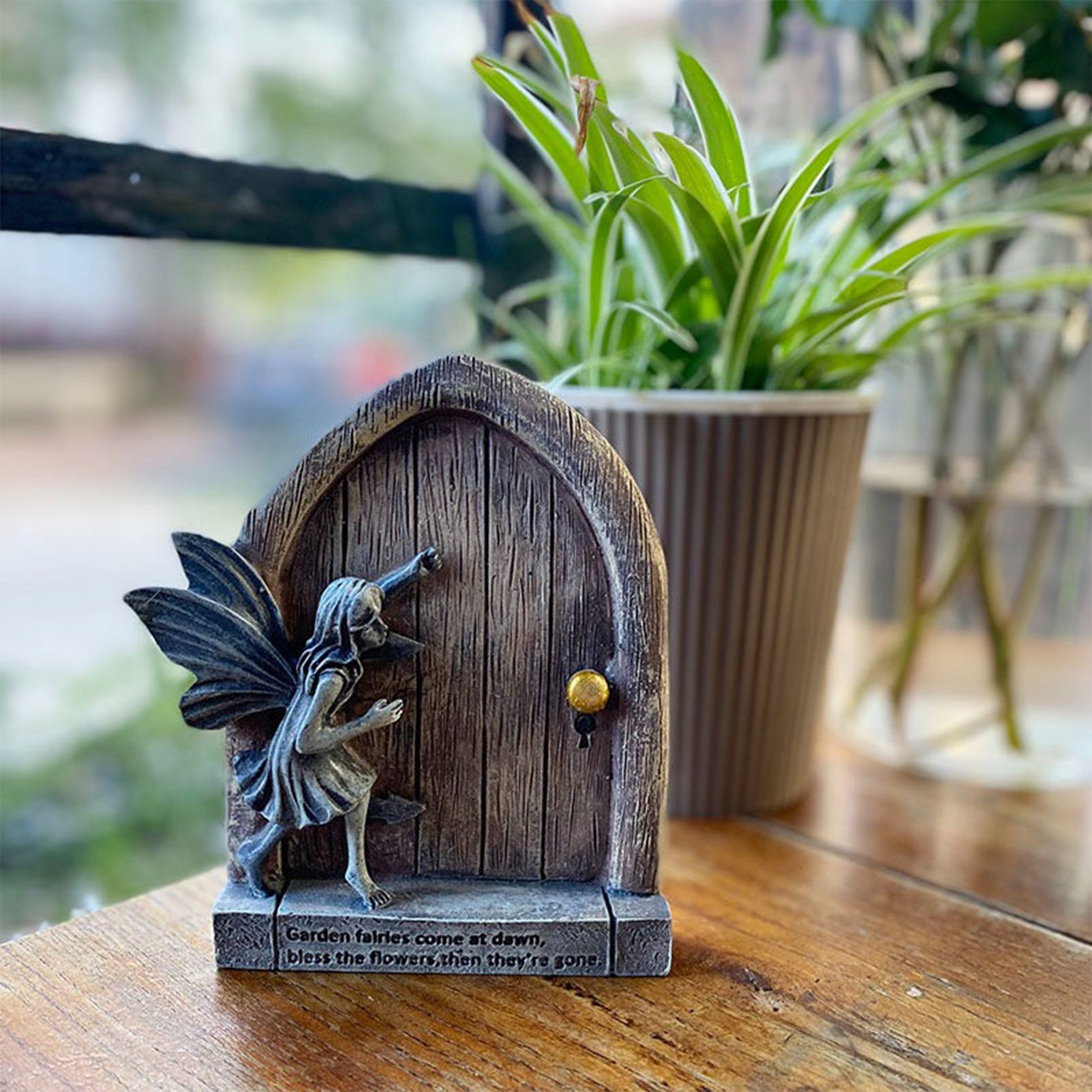Whimsical Fairy Door Garden Statue Enchanting Outdoor & Indoor Decor for Flower Beds