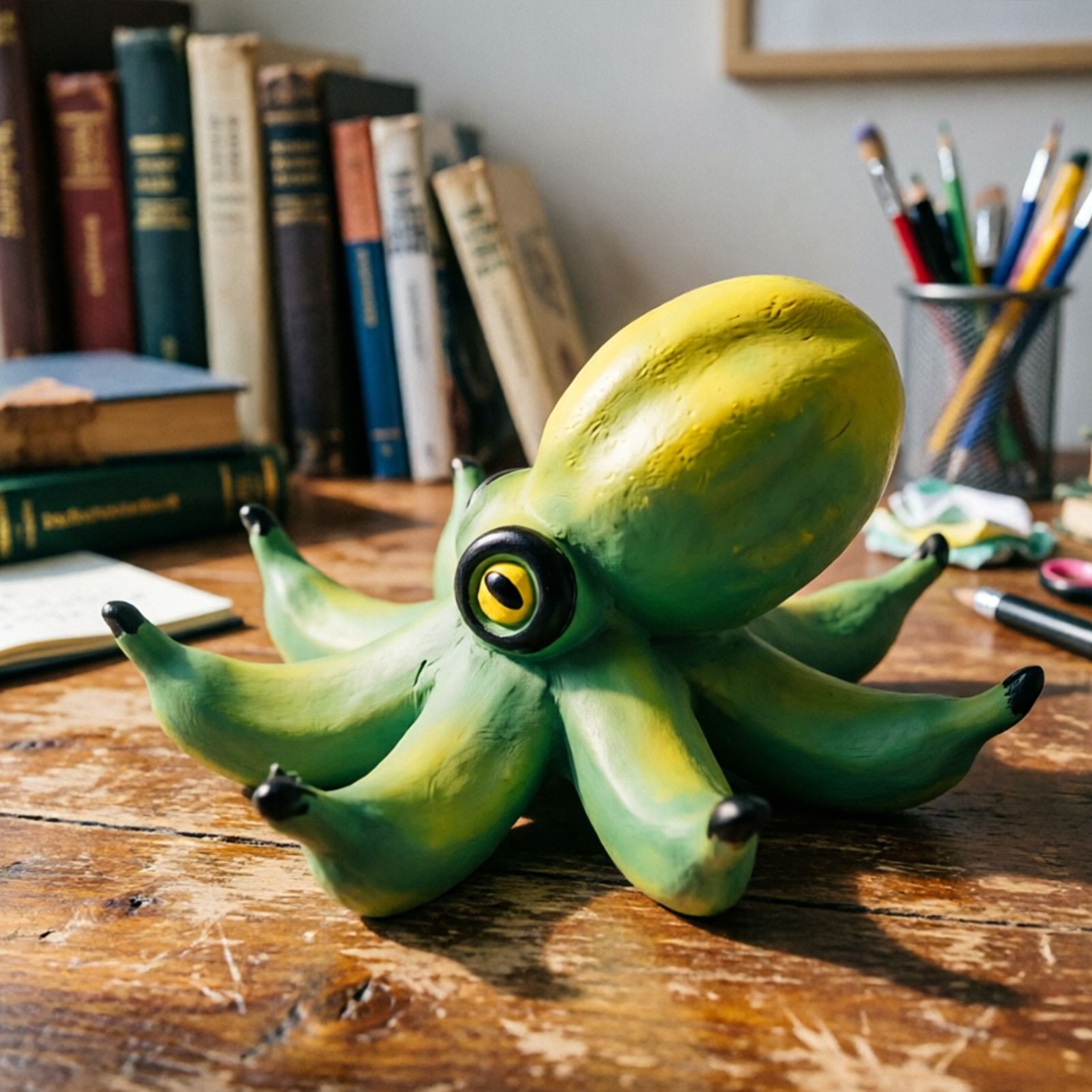 Creative Banana Octopus Resin Ornament - Fun Cartoon Pastoral Home Decor