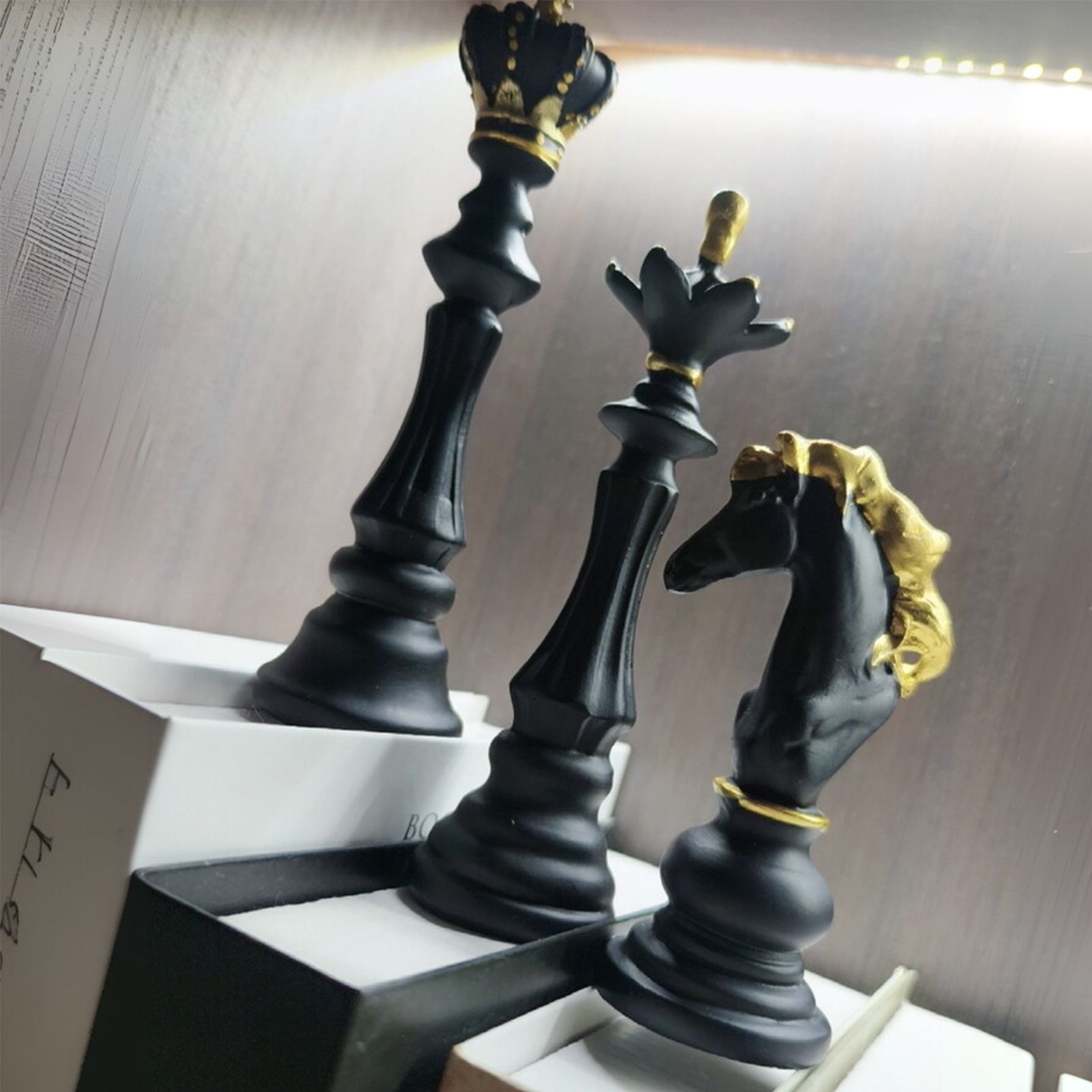 Luxury Resin Chess Piece Statues Set of 3 - King