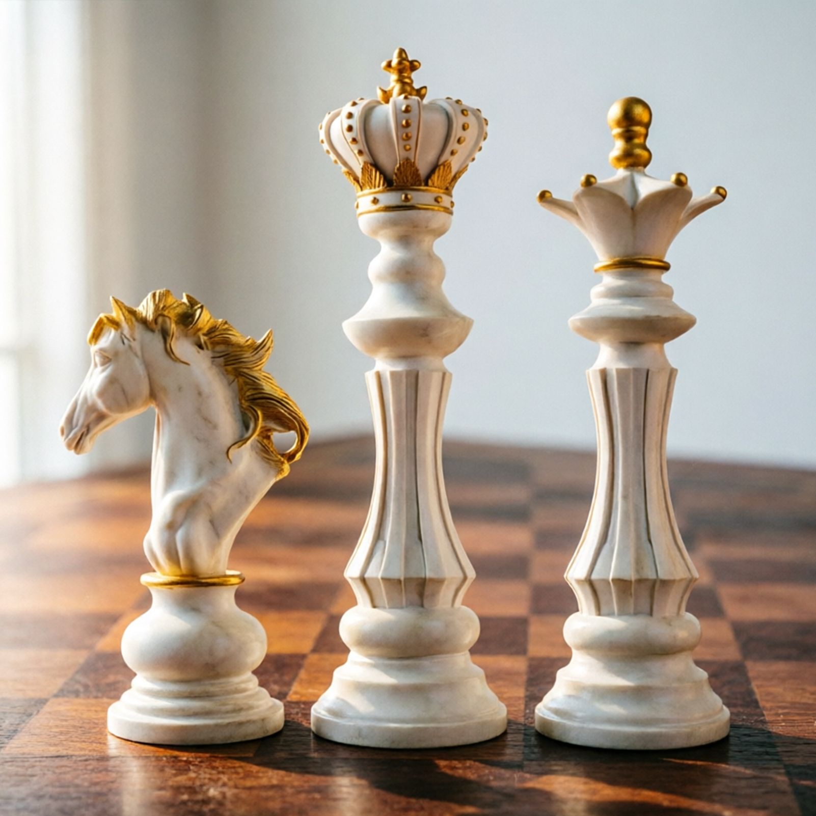 Luxury Resin Chess Piece Statues Set of 3 - King