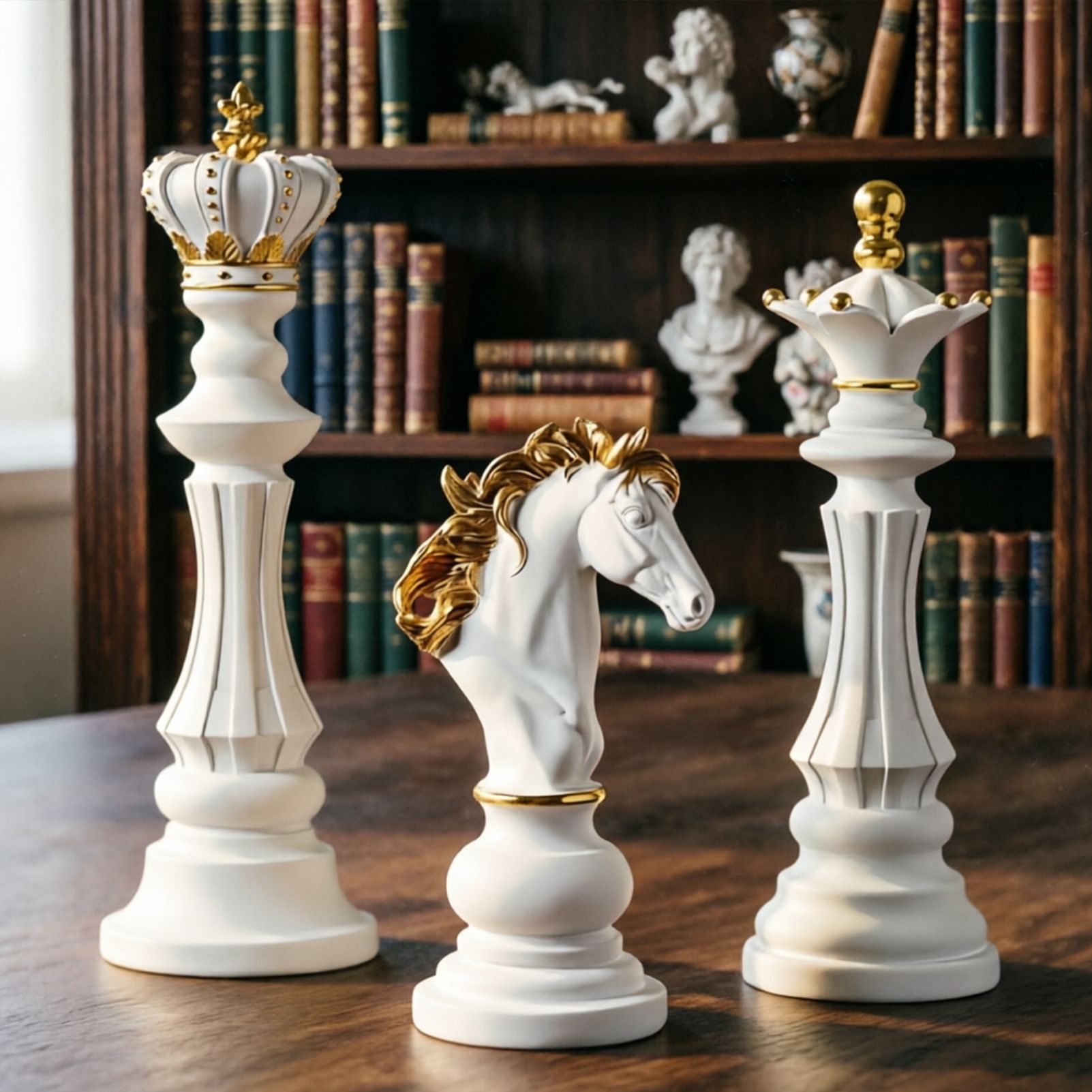 Luxury Resin Chess Piece Statues Set of 3 - King