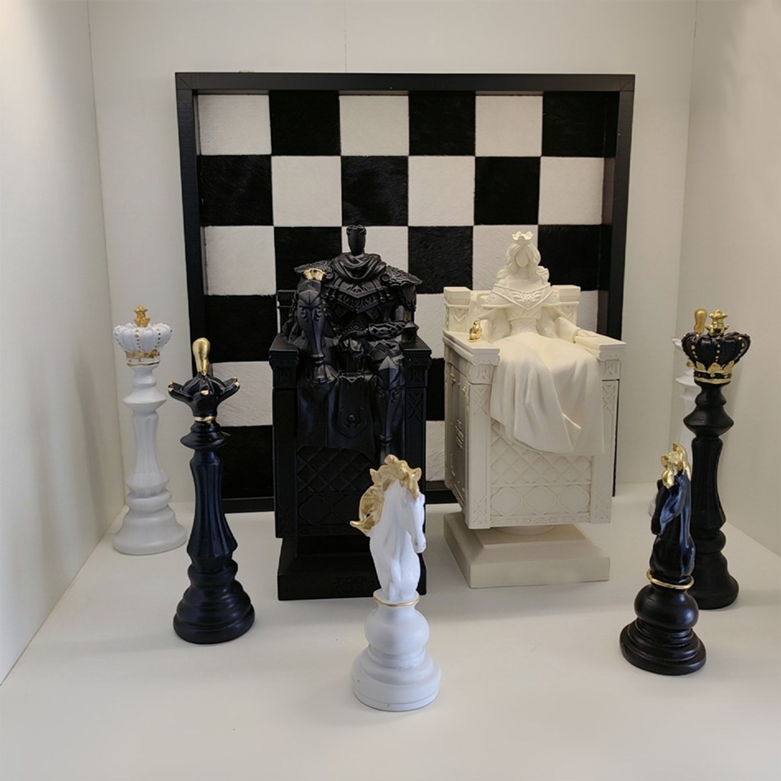 Luxury Resin Chess Piece Statues Set of 3 - King