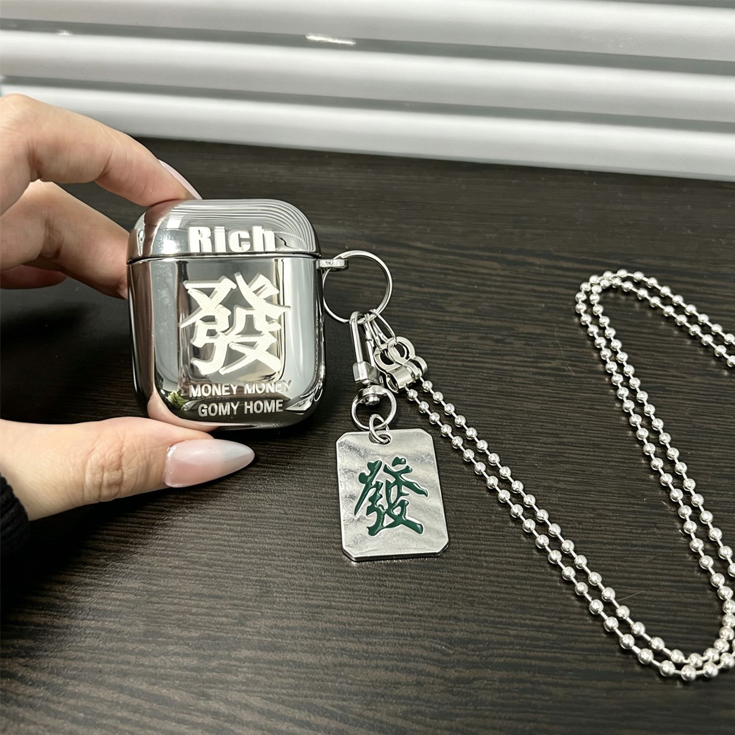 Laser Engraved Fortune + Matching Keychain + Necklace AirPods 2