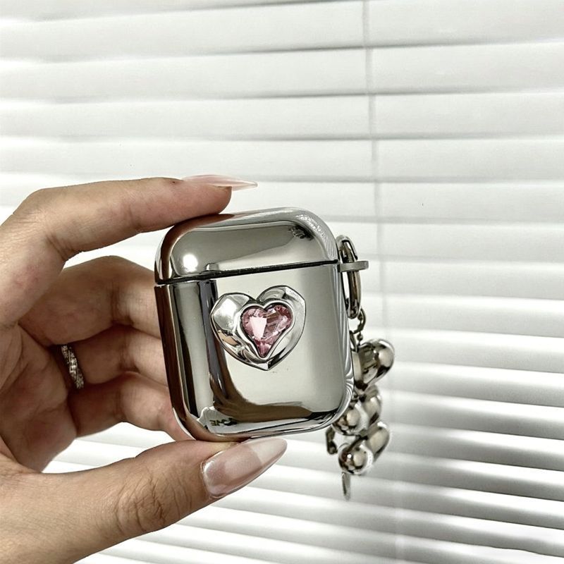 Pink Double Heart Electroplated Case + 3 Heart Charms AirPods Pro 2