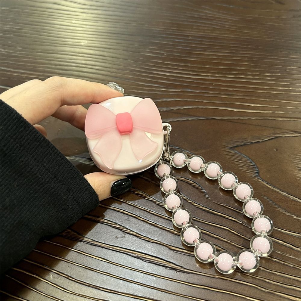 Semi-transparent bow [pink shell] + pink bead bracelet AirPods 2