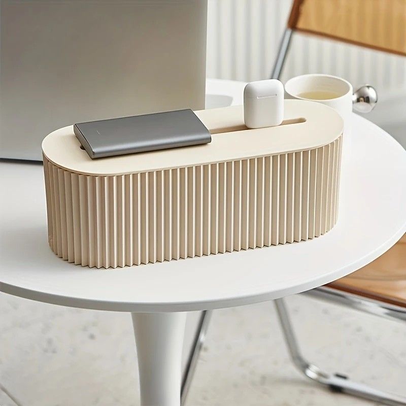 1 Multi-Scene Cable Storage Box Durable Desktop TV Cable Management System with Lid Scratch-Resistant Storage Case, Suitable for Power Strips, Chargers, and Home Office Supplies .(beige)