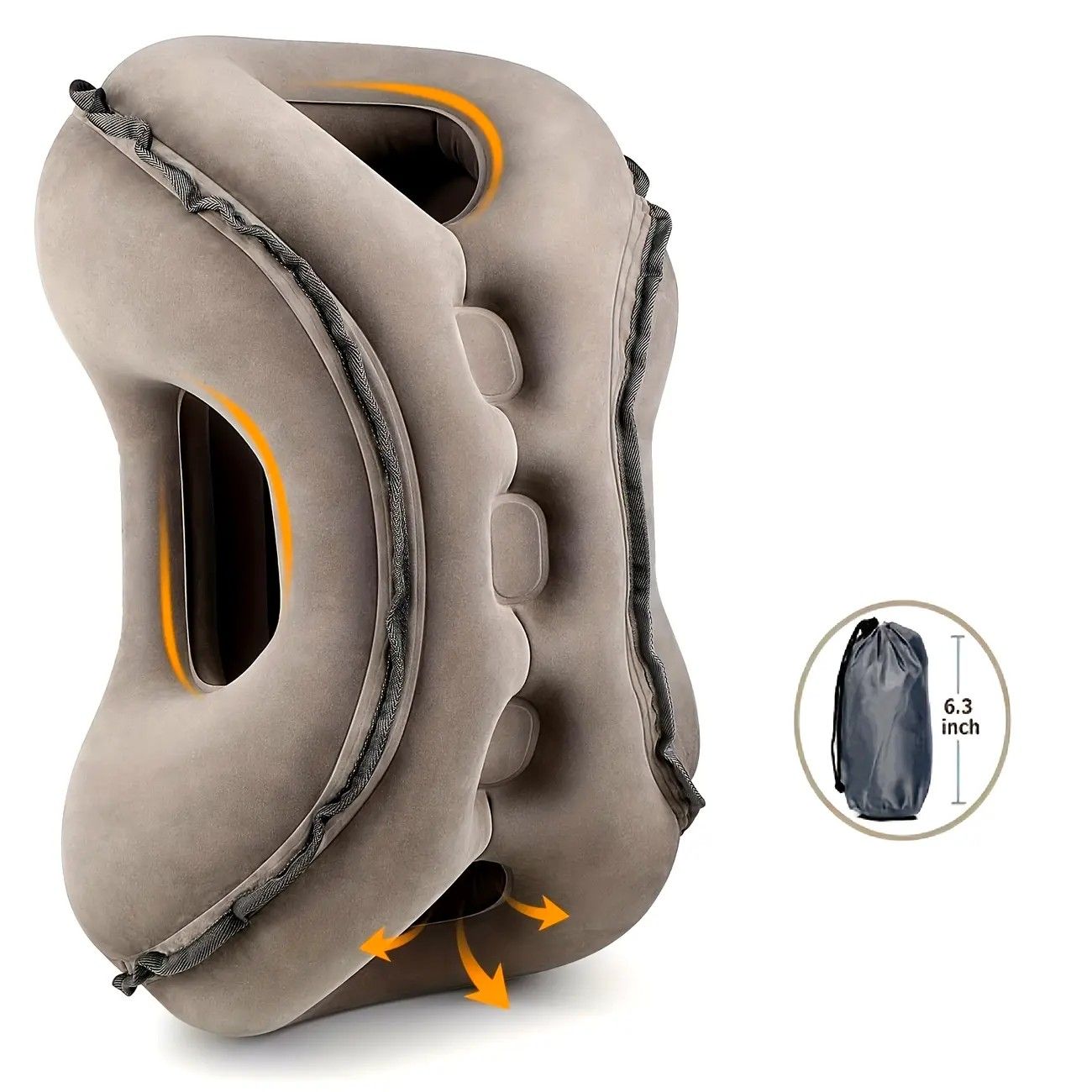 Inflatable Travel Pillow | Multi-Scene Ergonomic Design, 3-Second Inflate/Deflate, Relieves Travel Fatigue.(GREY)