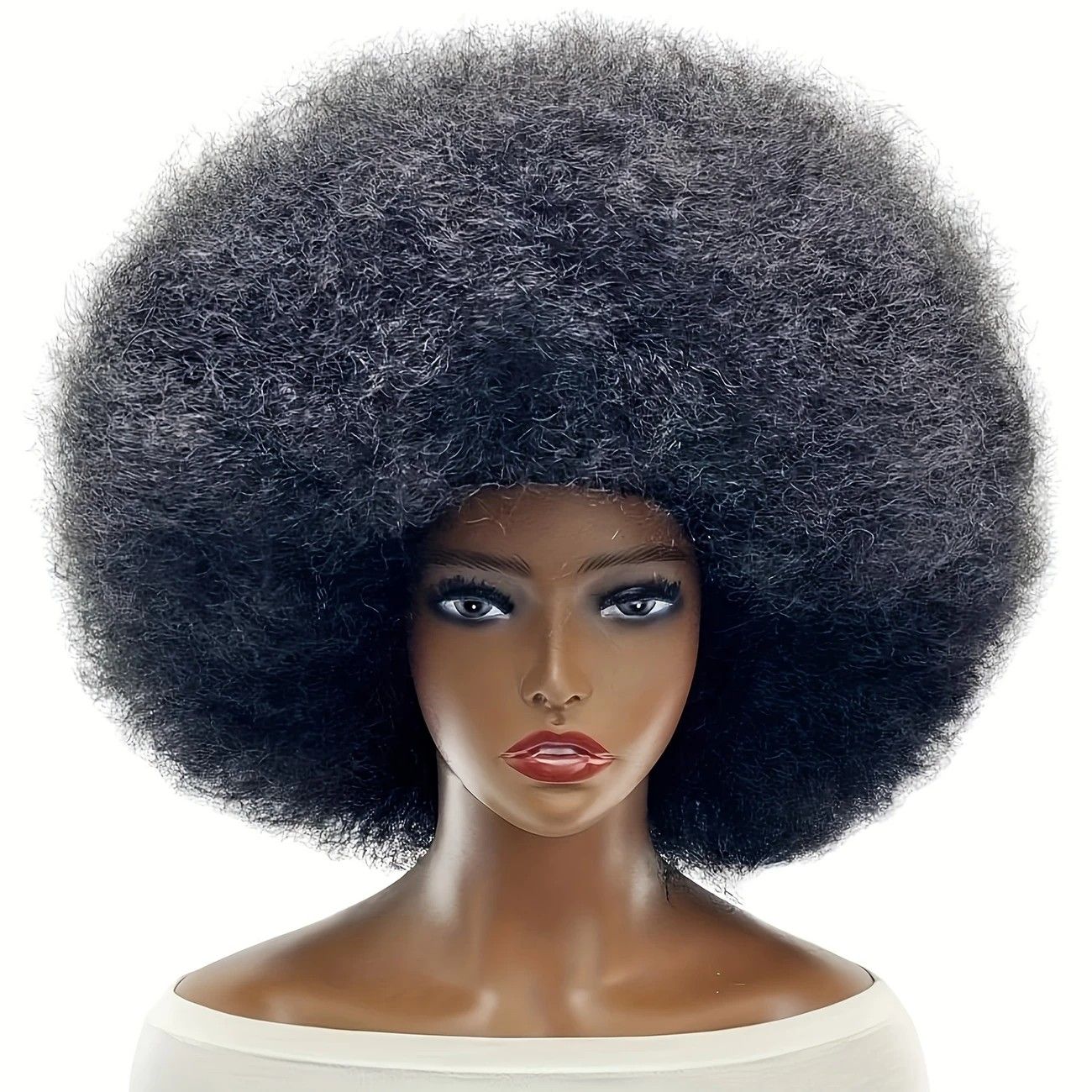 70s Fun Big Elastic Fluffy Afro Wig - High-quality Synthetic Short Curly Twisted Braid Wig for Cosplay and Daily Parties - Premium Fashion Wig（black)