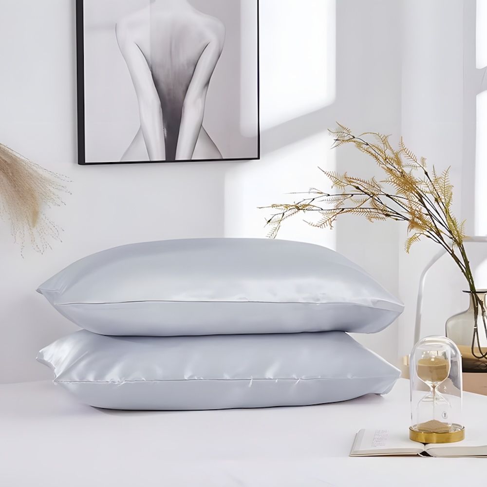 Satin pillowcase 2-pack light gray