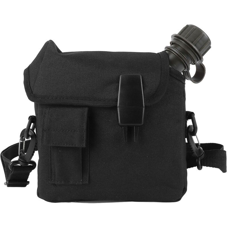 Outdoor Water Bottle Large Capacity Portable Flat Camping Water Bottle with Waist Bag for Outdoor Sports Hiking Black, 1.5 L