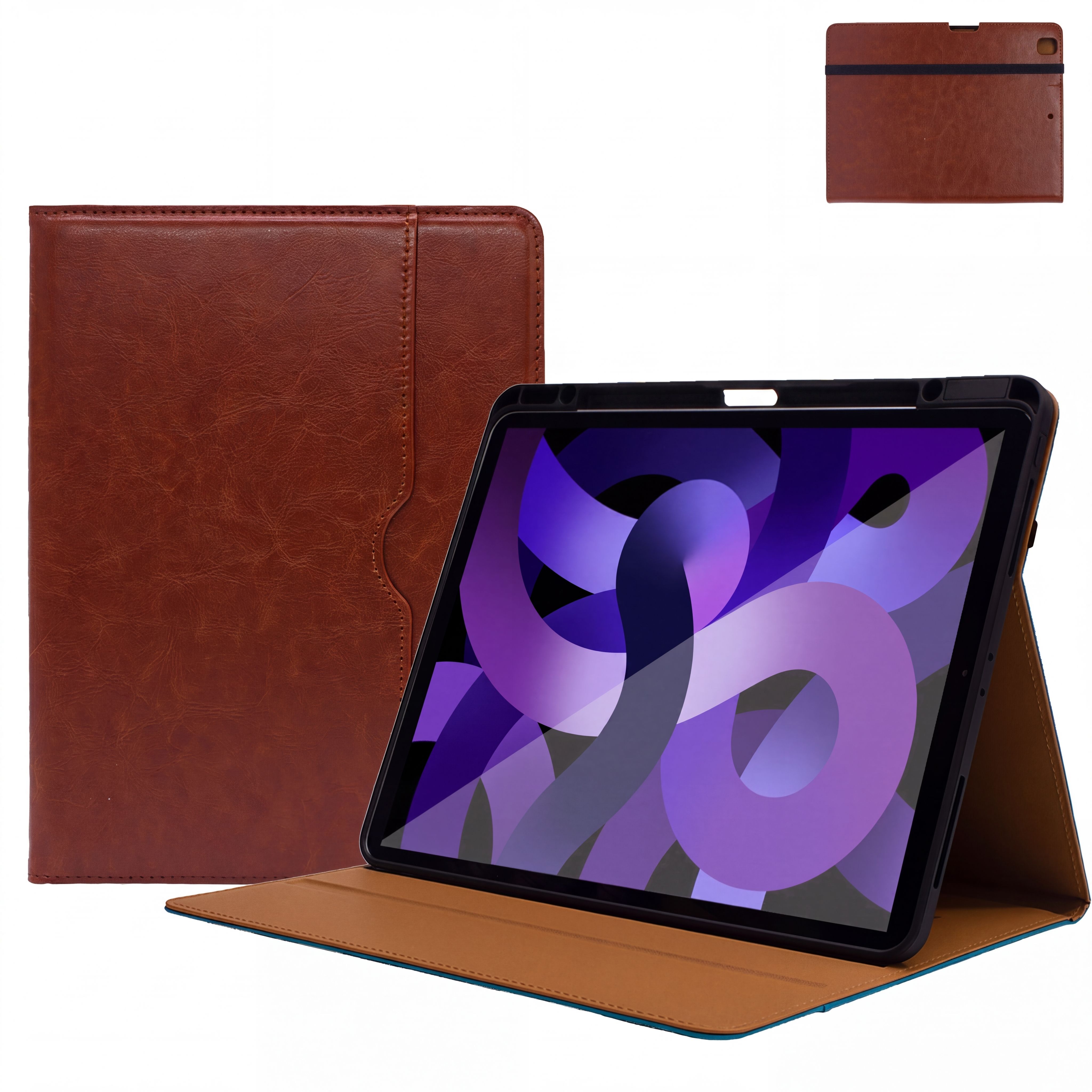 SENYOSON Brown iPad Pro Case for iPad Pro 13" 1st Gen M4 2024, Premium Leather Folio Stand Cover with Pencil Holder