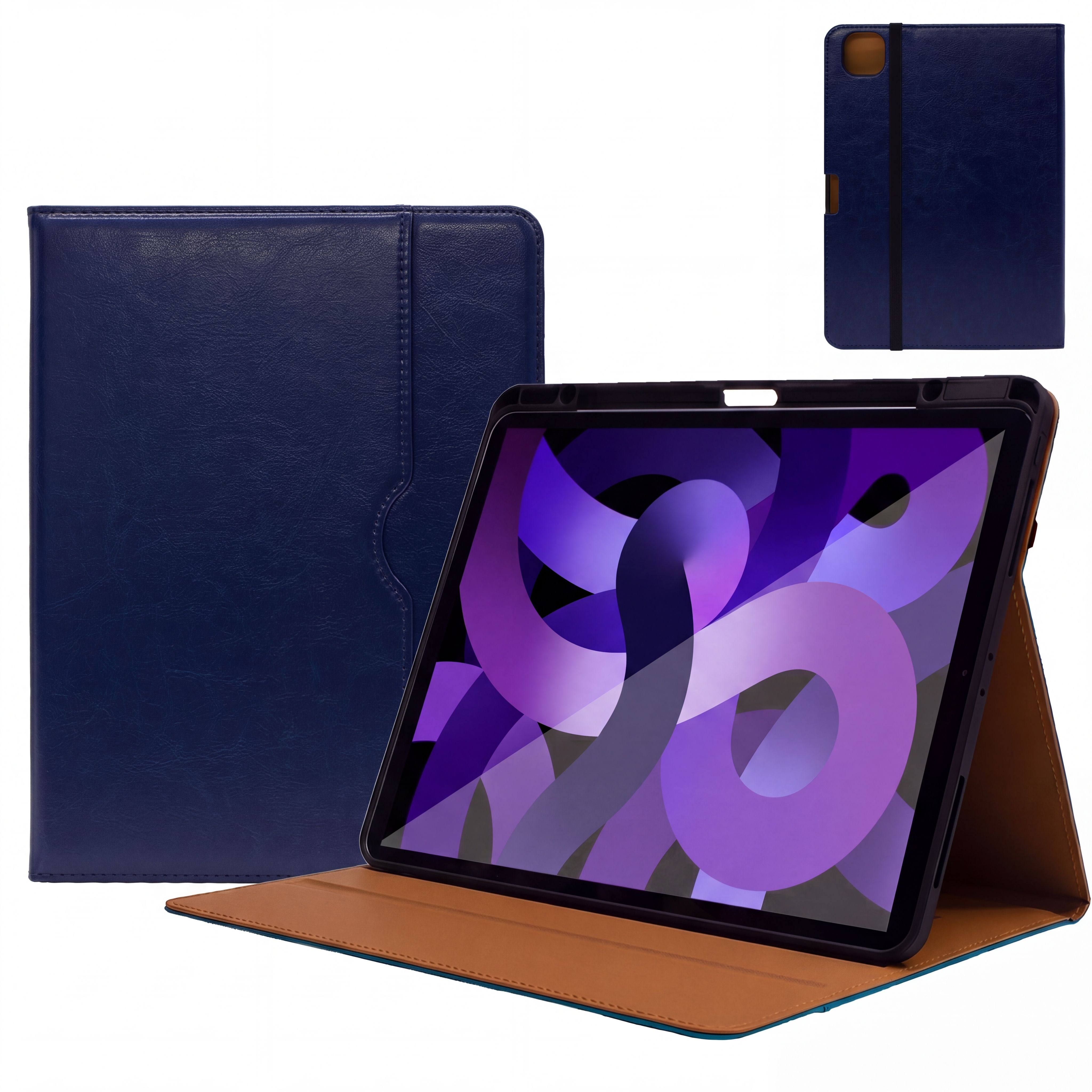 SENYOSON Dark Blue iPad Case for iPad 5th 6th Generation 9.7 Inch 2017/2018 & iPad Air 2 9.7 Inch 2014, Premium Leather Folio Stand Cover with Pencil Holder