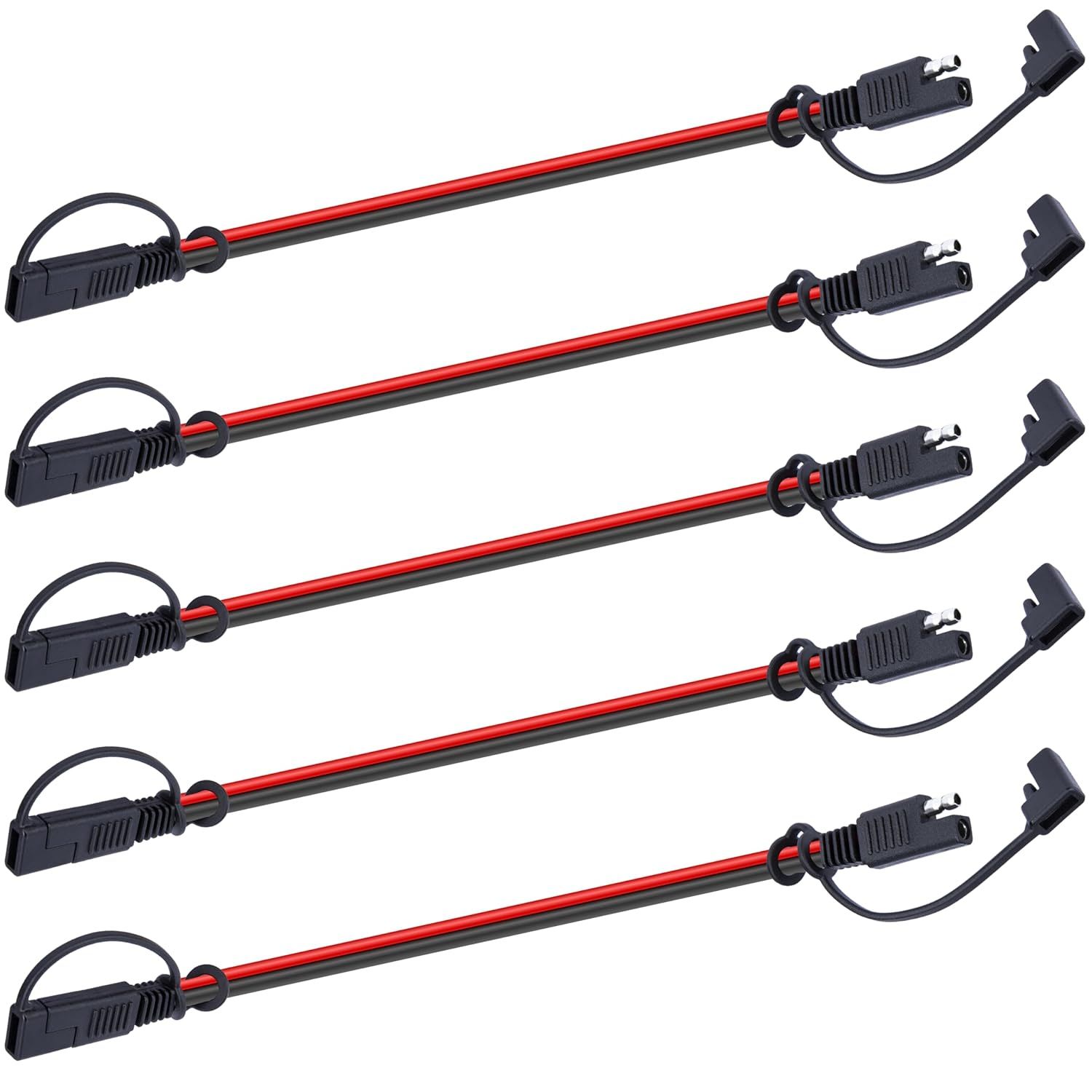 5PCS 10 Gauge 2 Pin Quick Disconnect Polarized Wire Harness, 12 Inch SAE Connector Bullet Lead Cable, Automotive Heavy Duty Extension Cable for Car Motorcycle Boat Tractor (10 AWG)