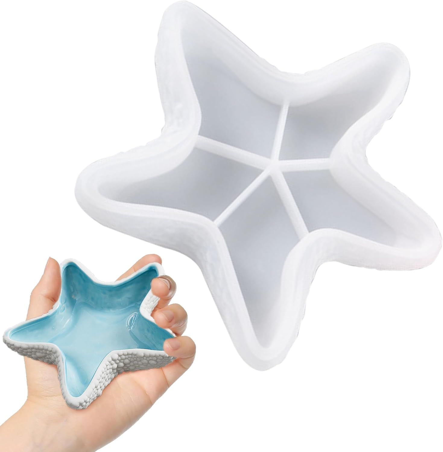 Starfish Tray Silicone Mold, Candle Holder Jewelry Plate Silicone Mold for Epoxy Resin, Trinkets Container Storage Dish Mould for Resin Concrete Cement Art Craft DIY Home Decor