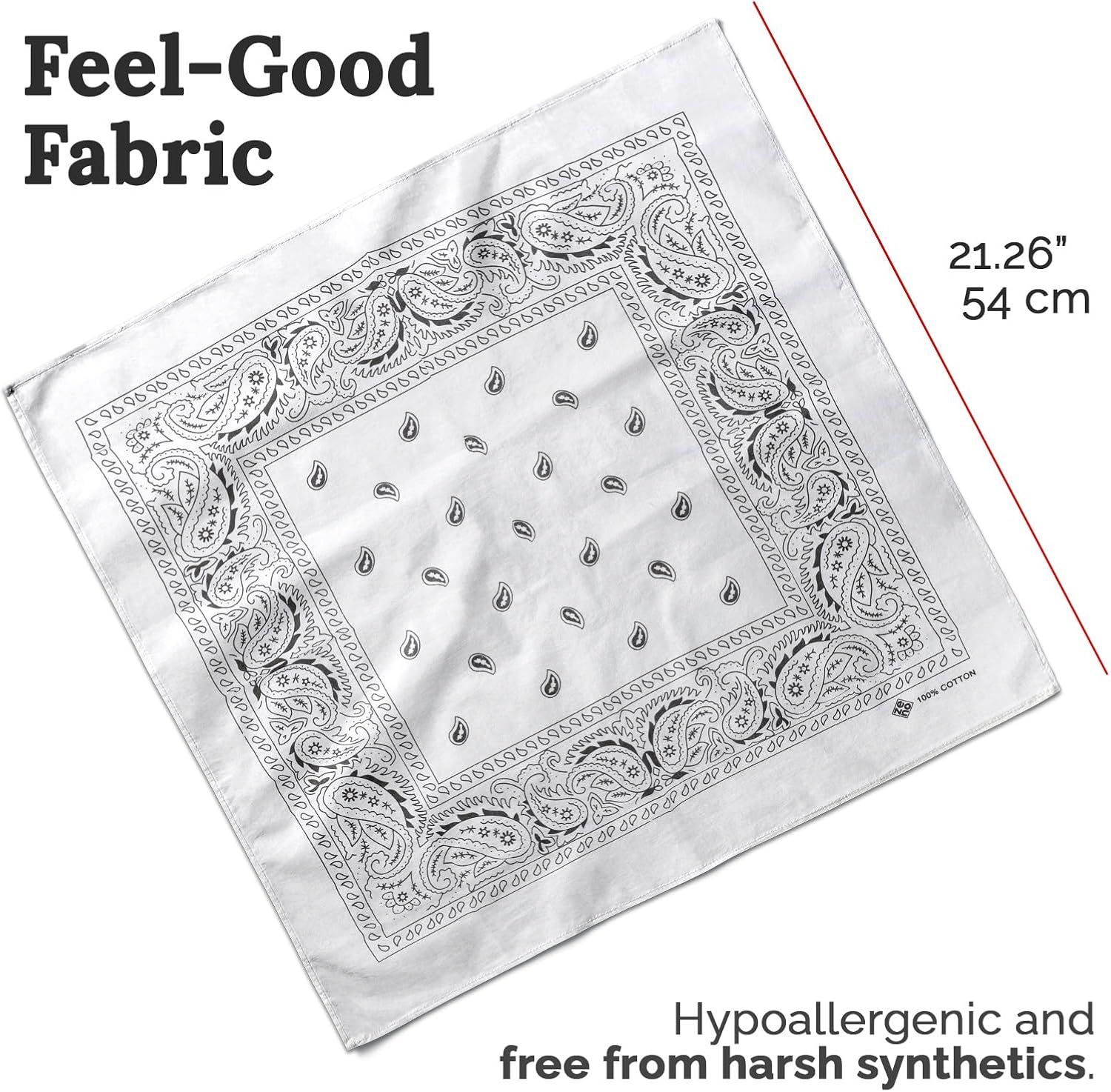 100% Cotton & Natural Fibers Bandana Scarf - Soft