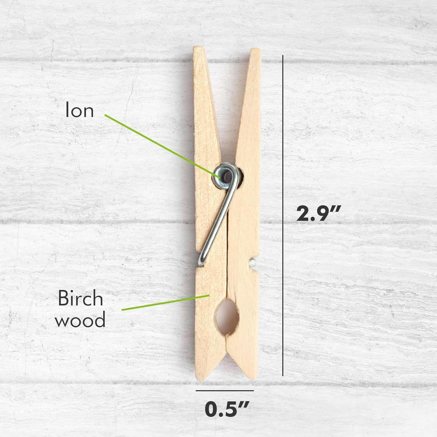 Clothes Pins Wooden – 50 Pack Wooden Clothespins 2.9 Inch with Rust-Resistant Coil