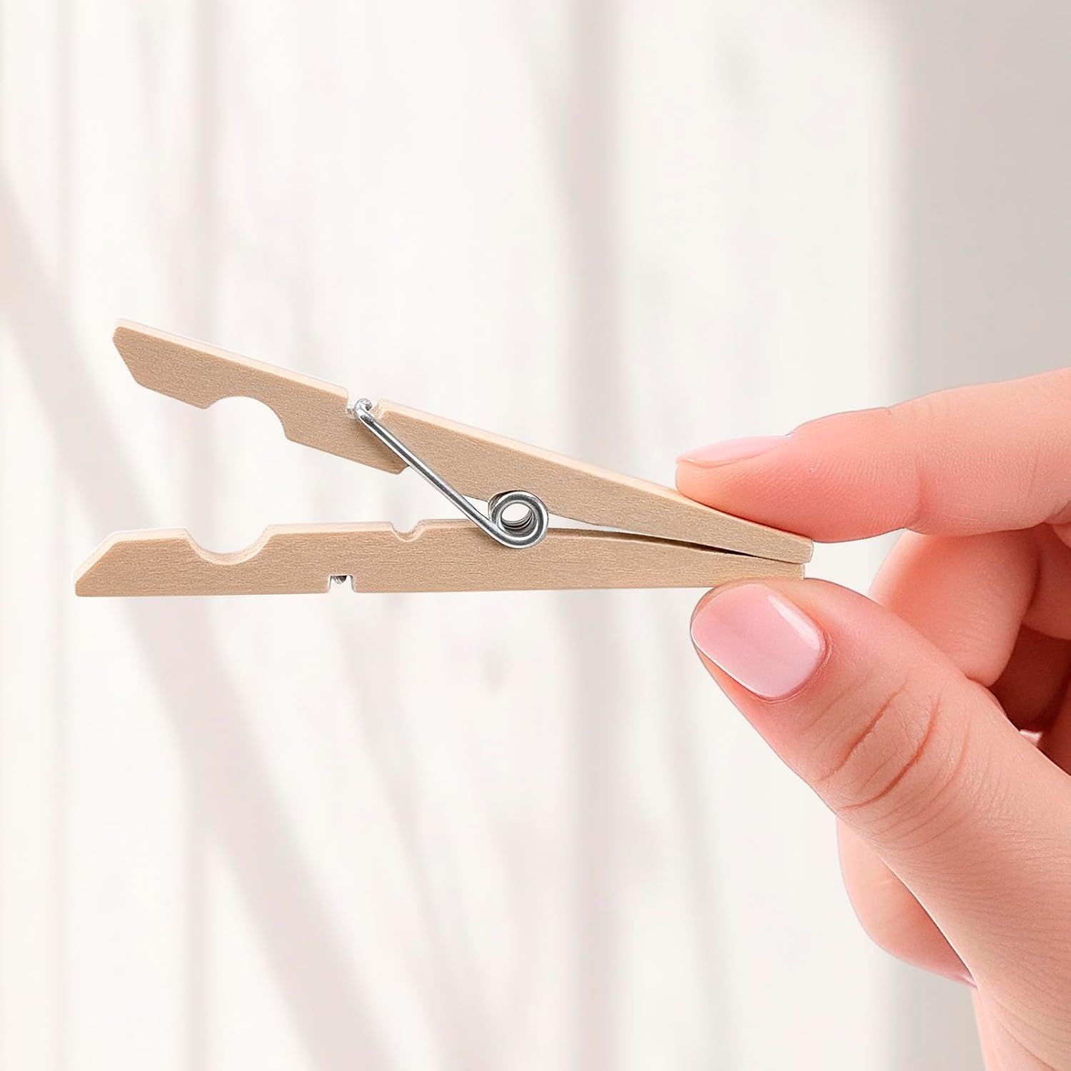 Clothes Pins Wooden – 50 Pack Wooden Clothespins 2.9 Inch with Rust-Resistant Coil