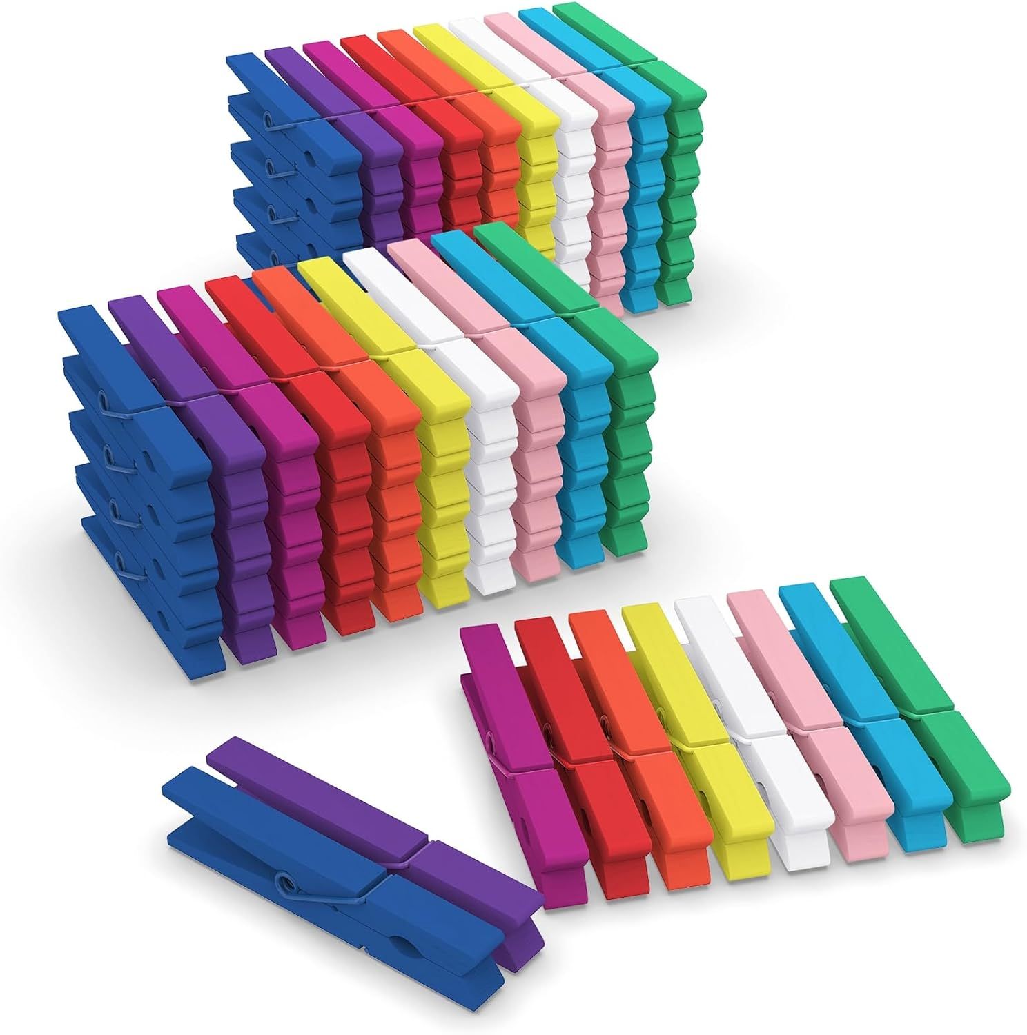 100 Pcs Colored Clothes Pins Wooden