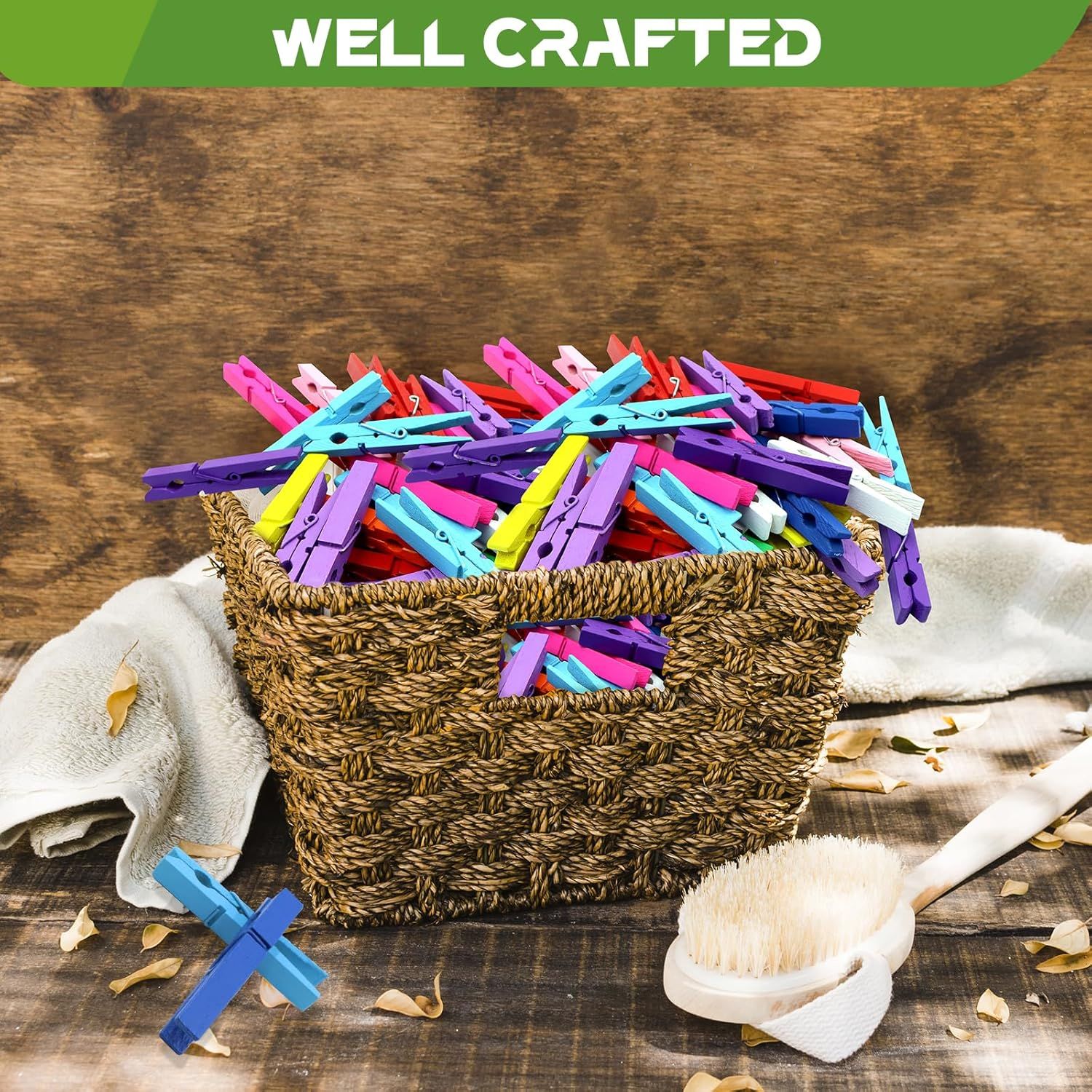 100 Pcs Colored Clothes Pins Wooden