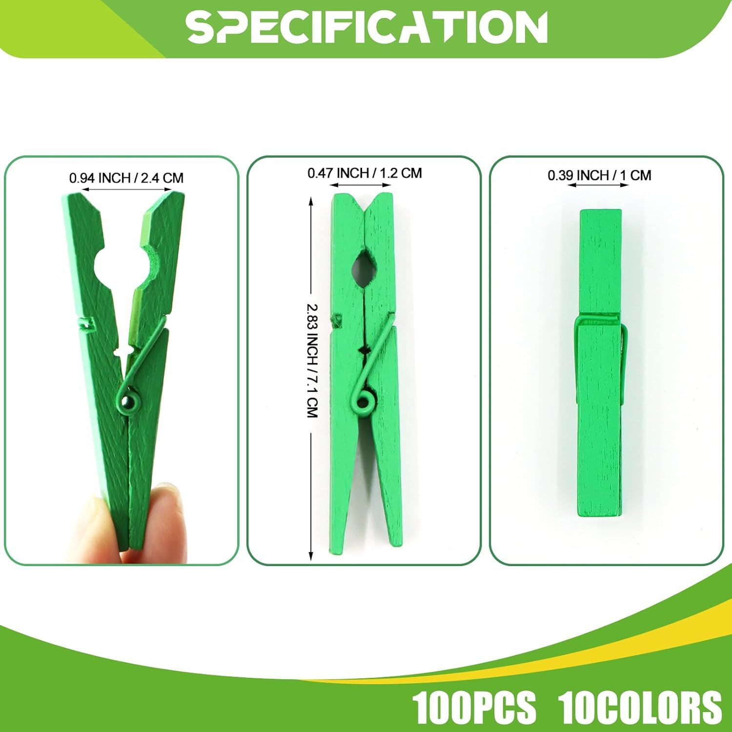 100 Pcs Colored Clothes Pins Wooden
