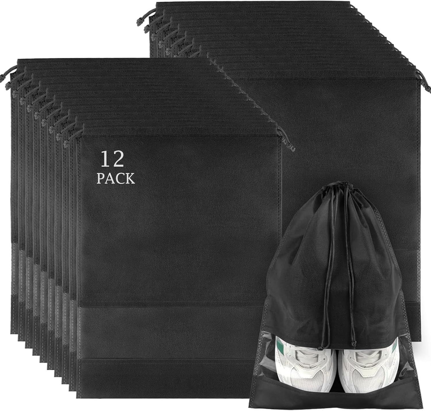 12 Pack Large Shoe Bags for Packing with Clear Window