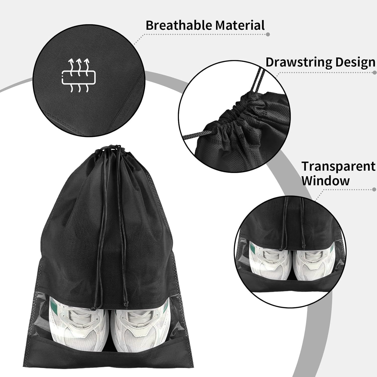 12 Pack Large Shoe Bags for Packing with Clear Window