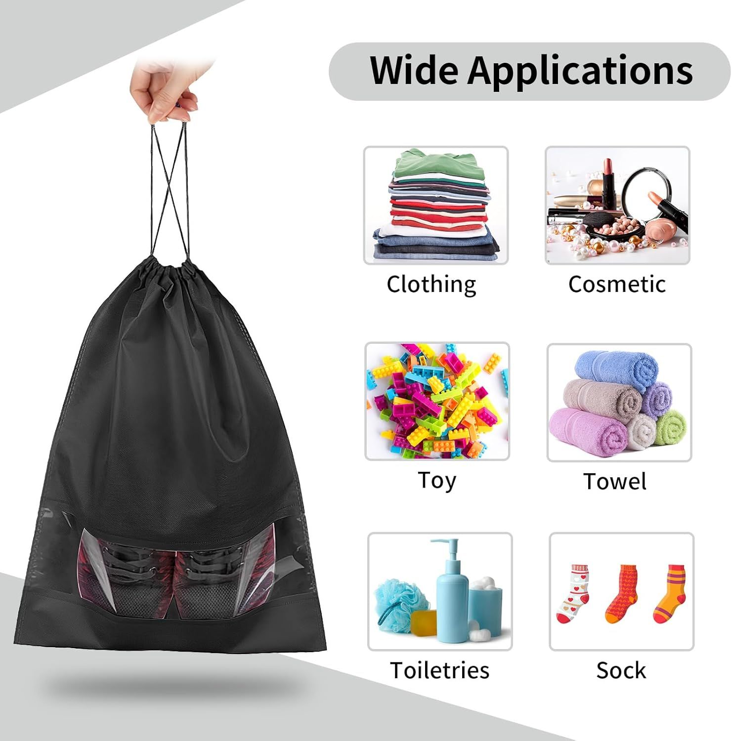 12 Pack Large Shoe Bags for Packing with Clear Window