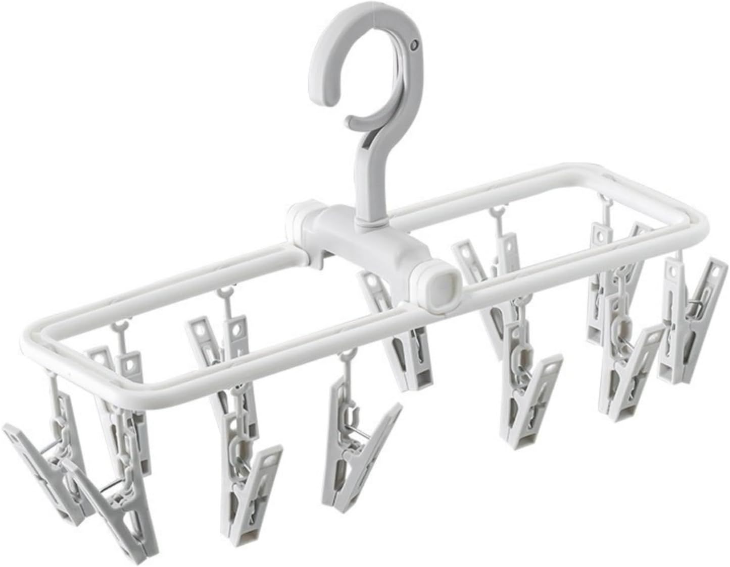 2 Pack Clothes Drying Rack with 12 Multiple Clips, Foldable Portable Travel Hanger for Socks Underwear Bras (White)