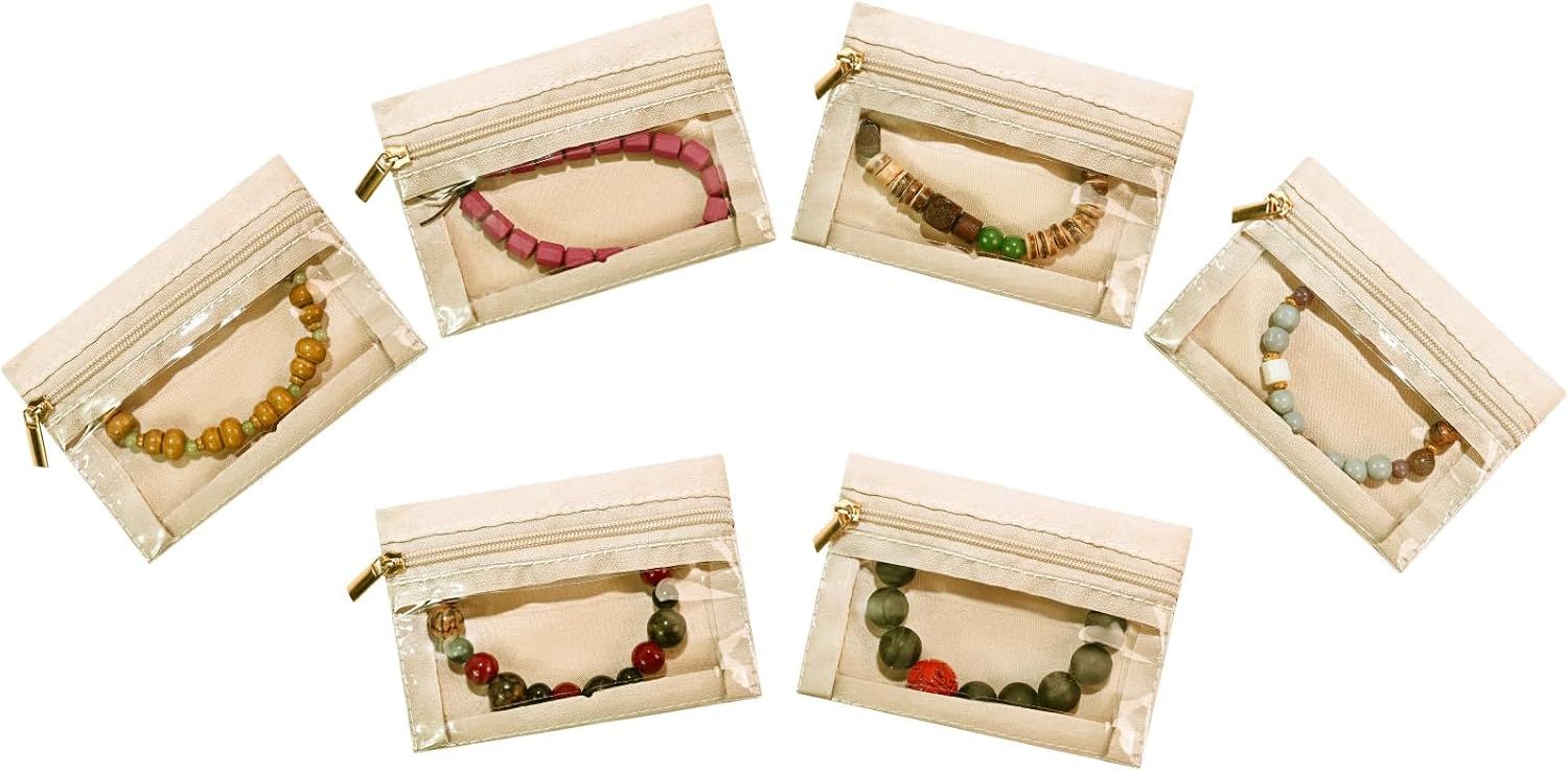 6pcs Travel Jewelry Bags,Portable Zipped Pouches Bags for Jewelries Necklaces Rings Earrings Storage
