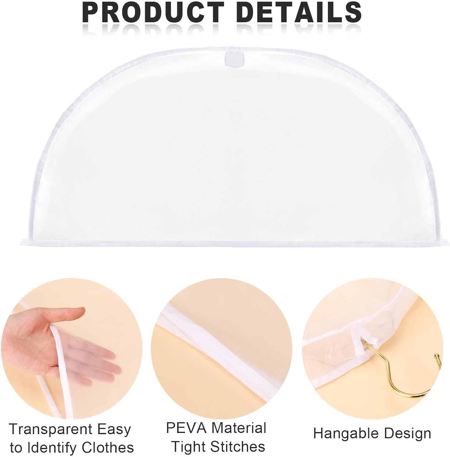 4 Pack Clear Clothing Hanger Shoulder Covers for Clothes Breathable Plastic Gusseted Garment Shoulder Dust Cover Bags Protectors for Hanging Clothes