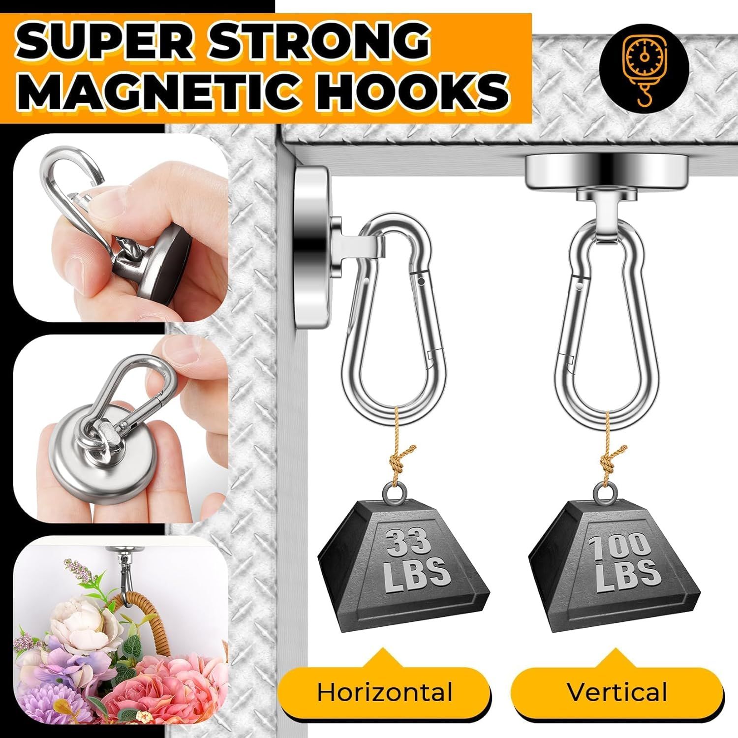 100Lbs Strong Magnetic Hooks