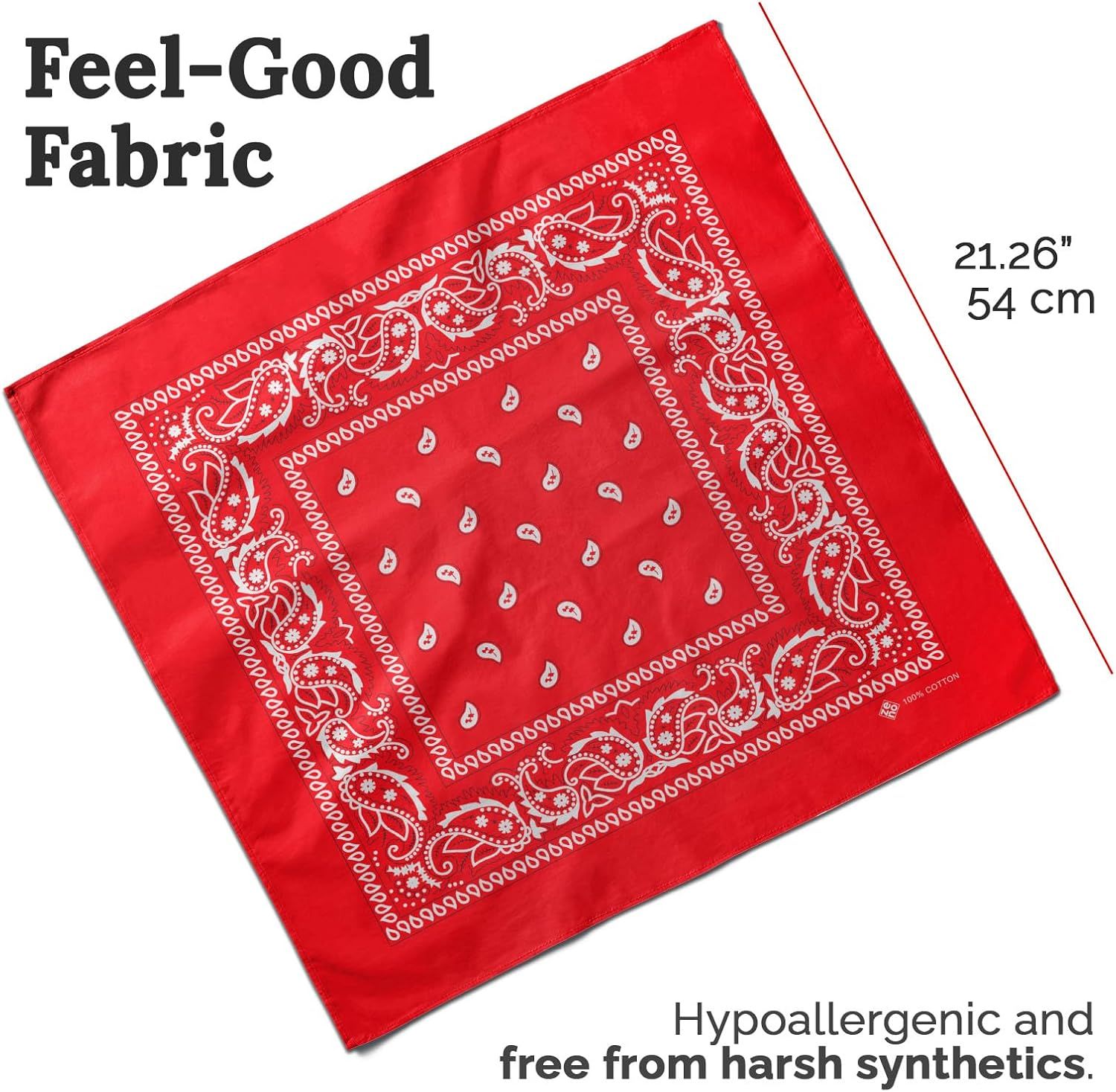 100% Cotton & Natural Fibers Bandana Scarf - Soft