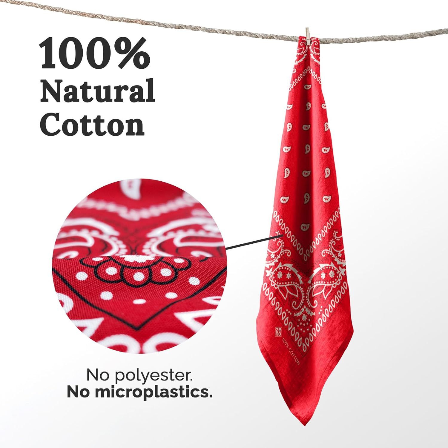 100% Cotton & Natural Fibers Bandana Scarf - Soft